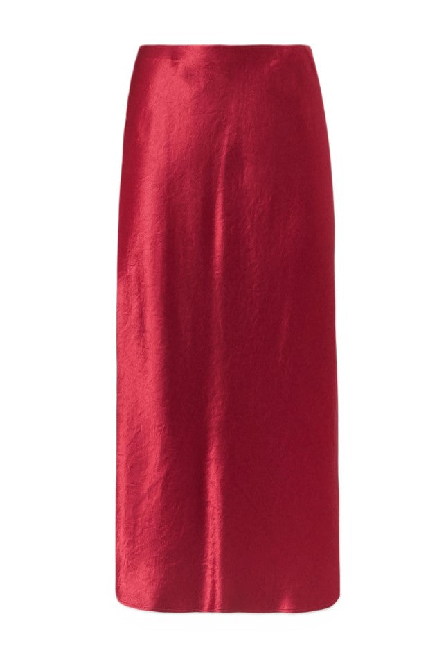 Shiny Satin Flared Midi Skirt