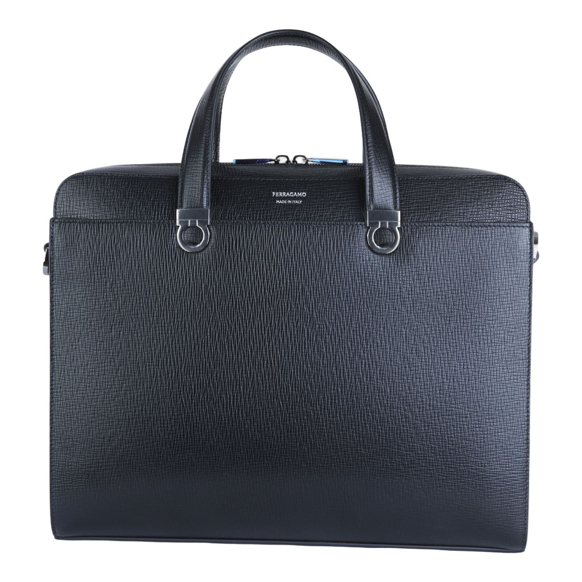 Structured Black Briefcase with Textured Finish