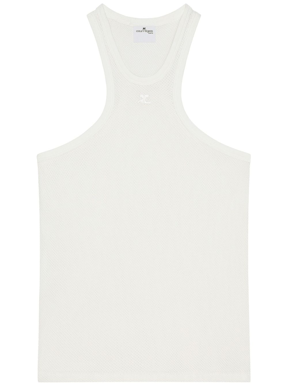 Racerback T-Shirt with Embroidered Logo in White