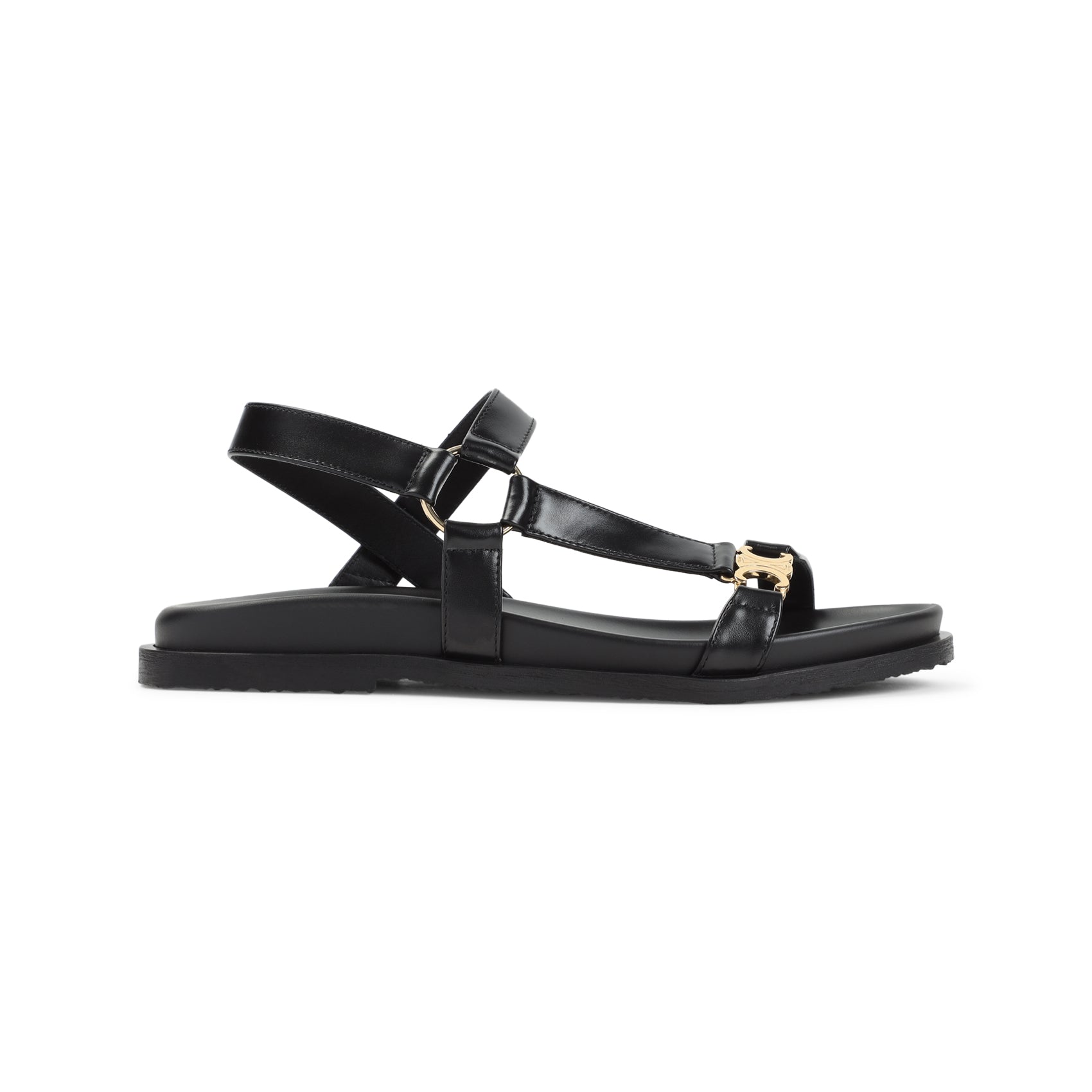 Black Calfskin Triomphe Sandals