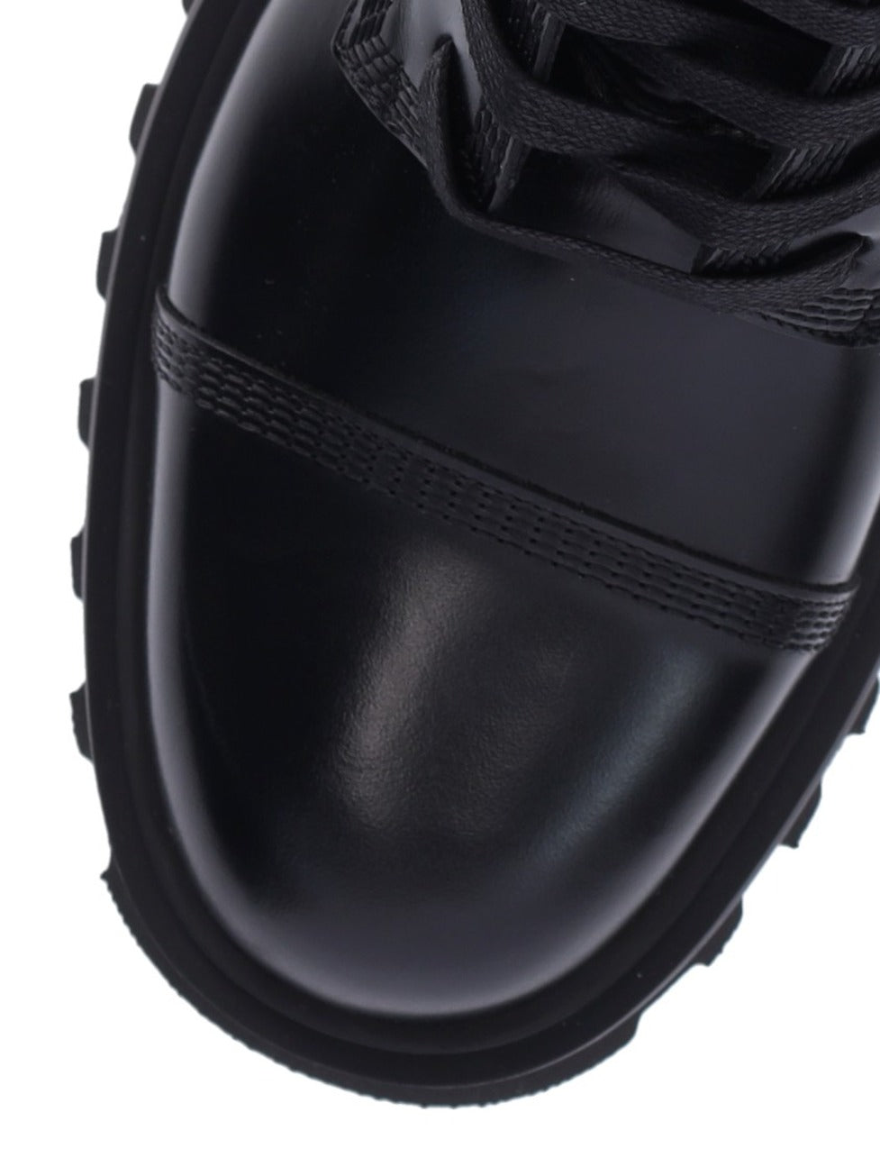Glossy Black Leather Combat Boots