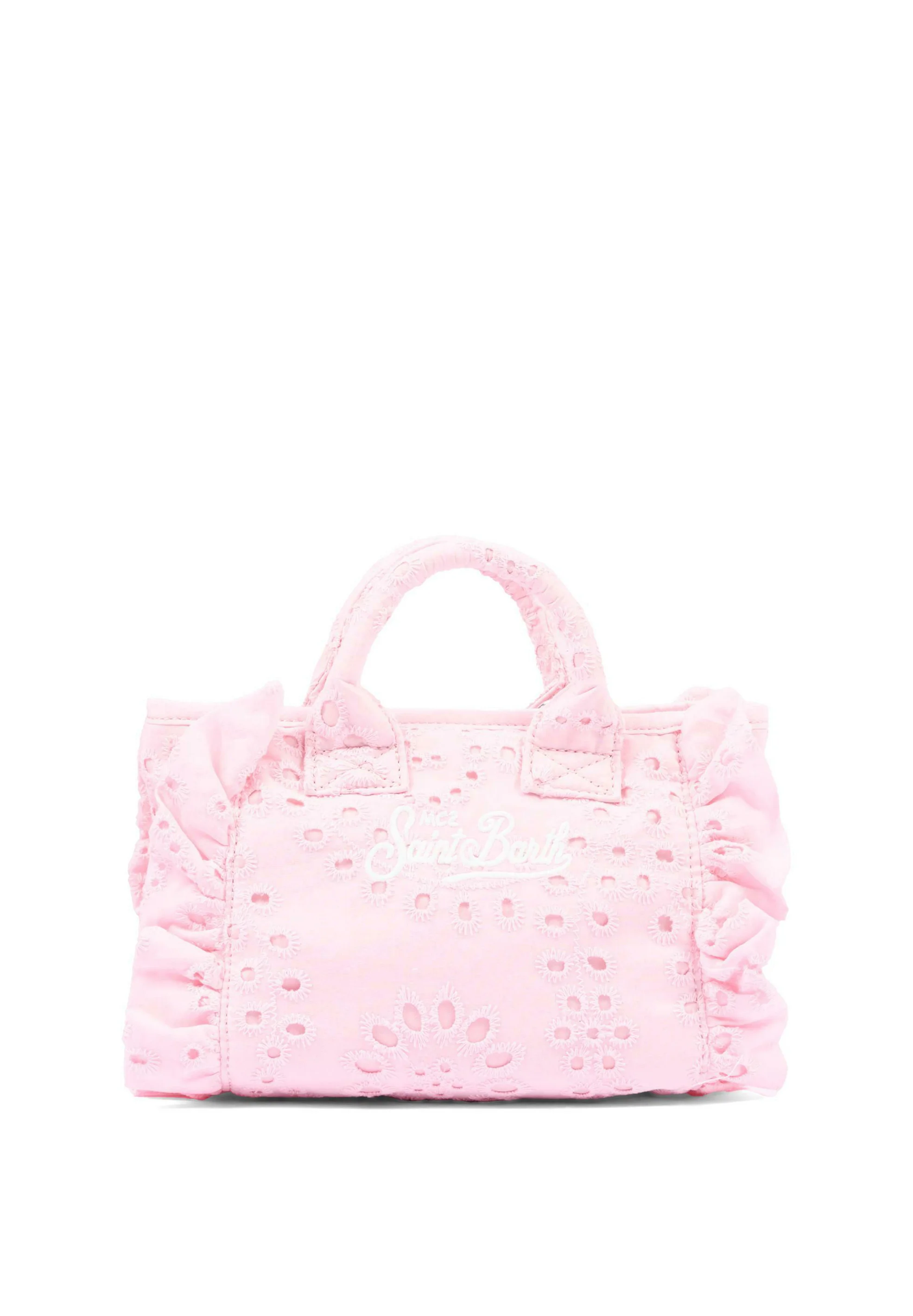 Delicate Eyelet Handbag with Ruffled Edges
