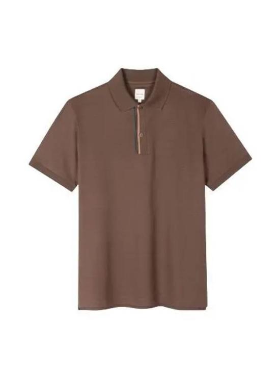 Brown Minimalist Polo Shirt With Classic Collar