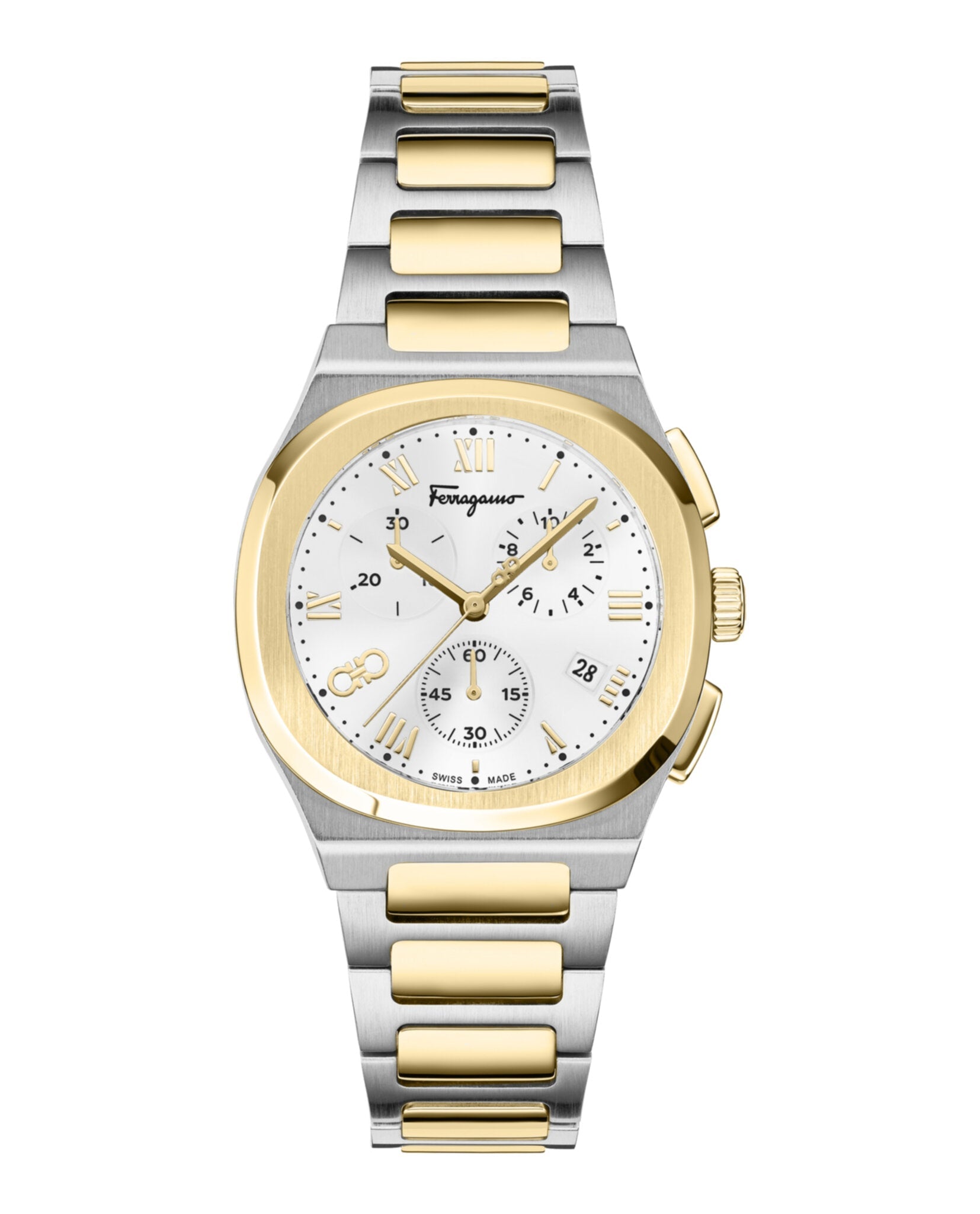 Elliptical Chronograph Watch with Two-Tone Case