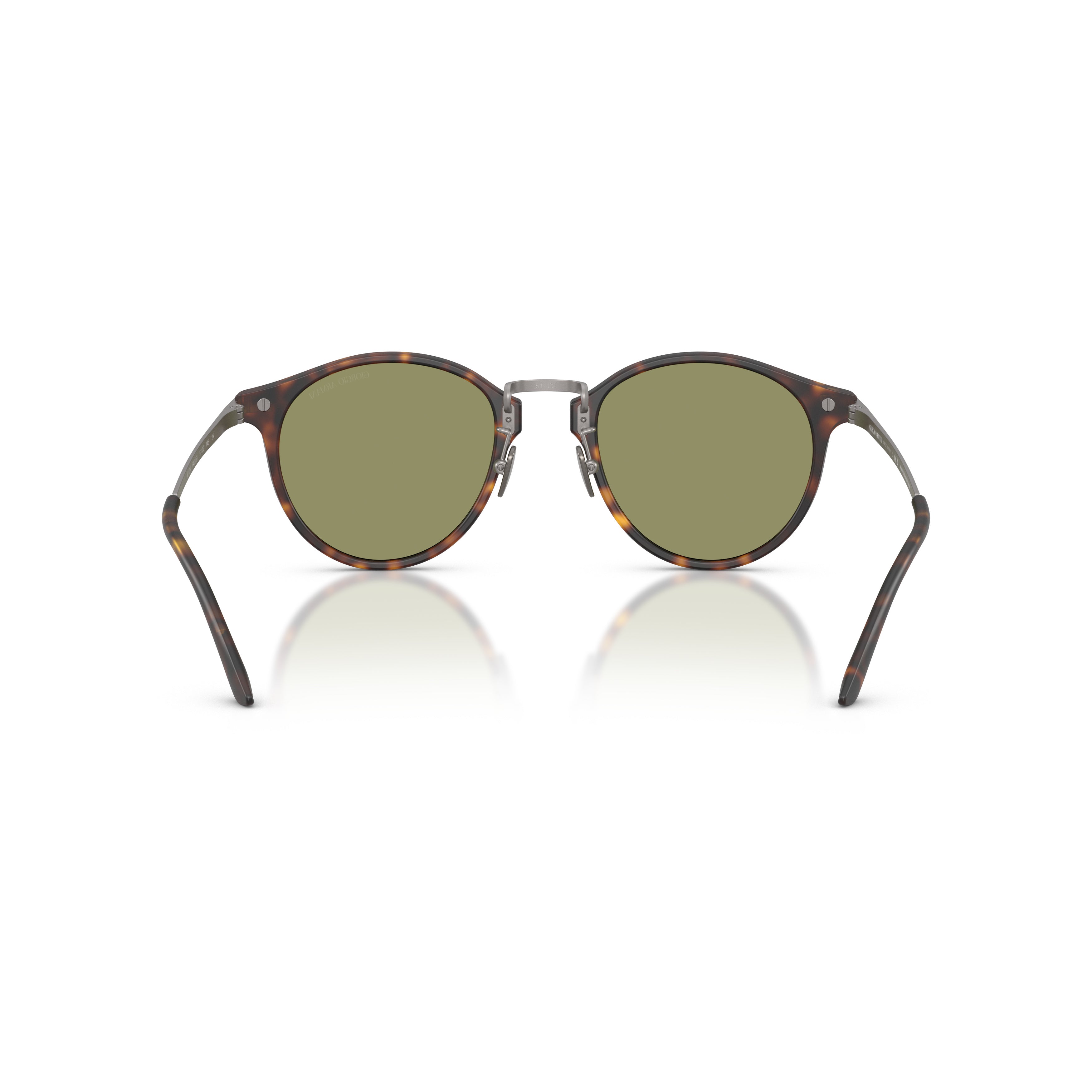 Round Tortoiseshell Acetate Sunglasses with Green-Tinted Lenses
