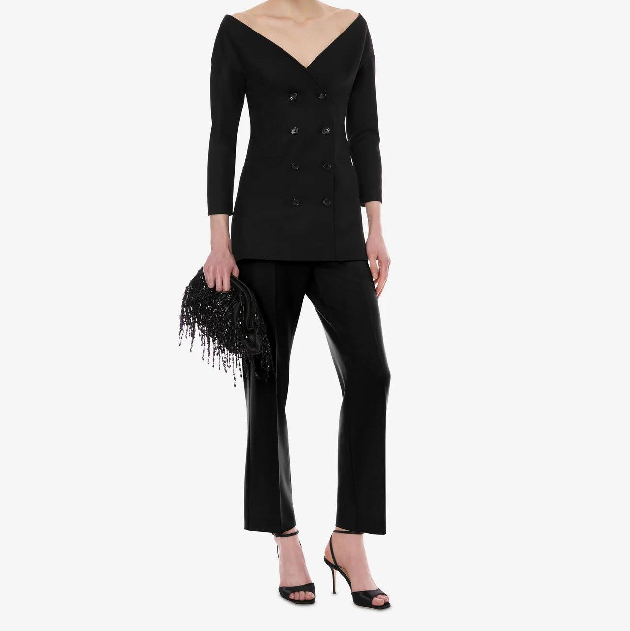 Double-Breasted Off-the-Shoulder Alberta Ferretti Blazer