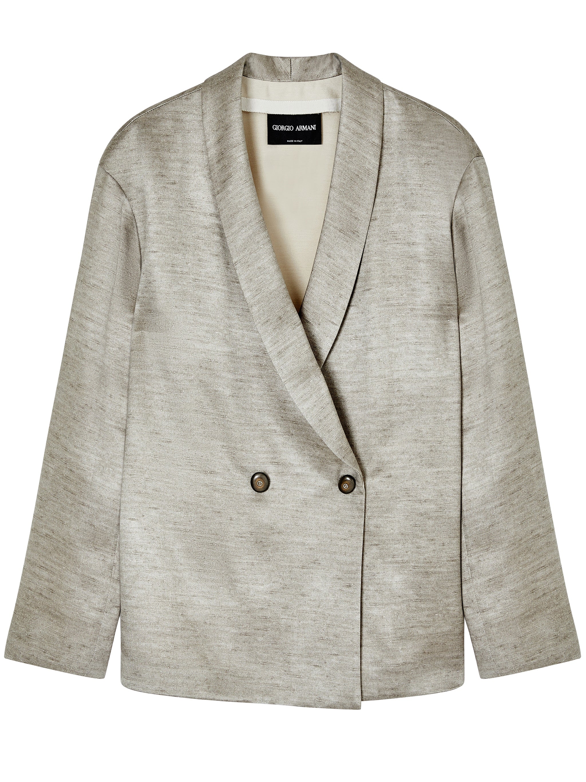 Shawl Collar Neutral Textured Relaxed Jacket