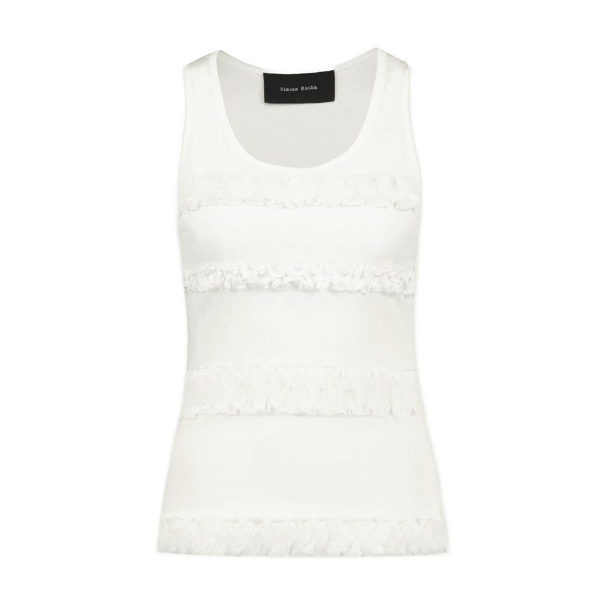 Fitted Ruffle Frill T-Shirt - Cotton - White