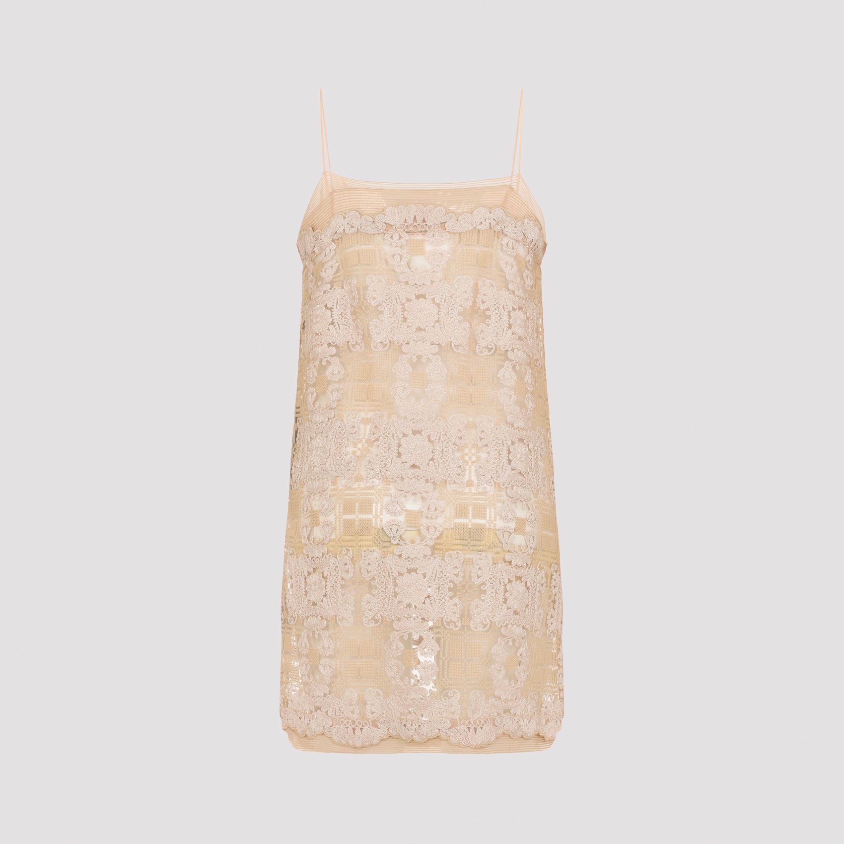 Nude and Neutral Polyester Blend Dress
