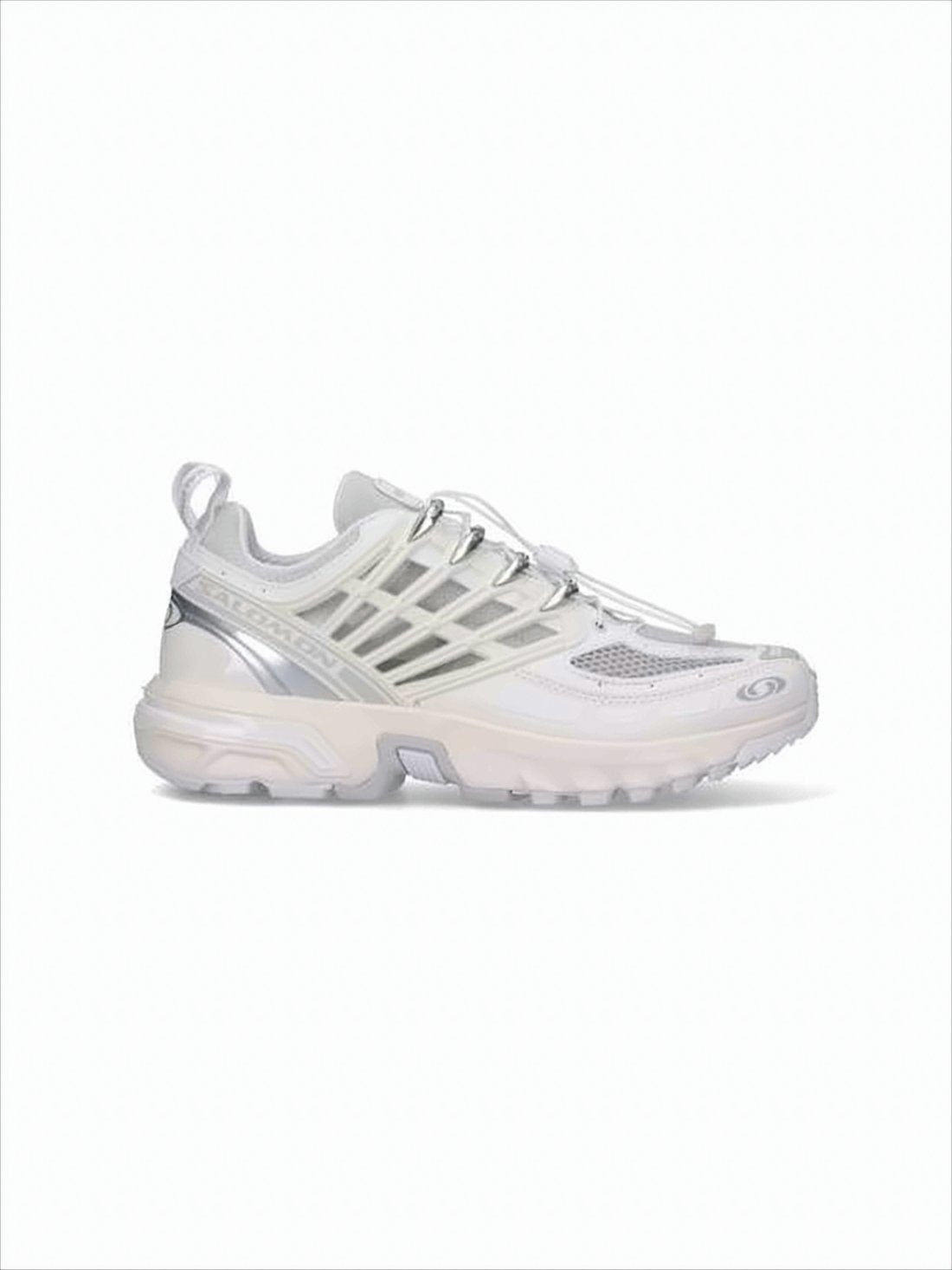 Translucent Mesh-Panel White Sneakers