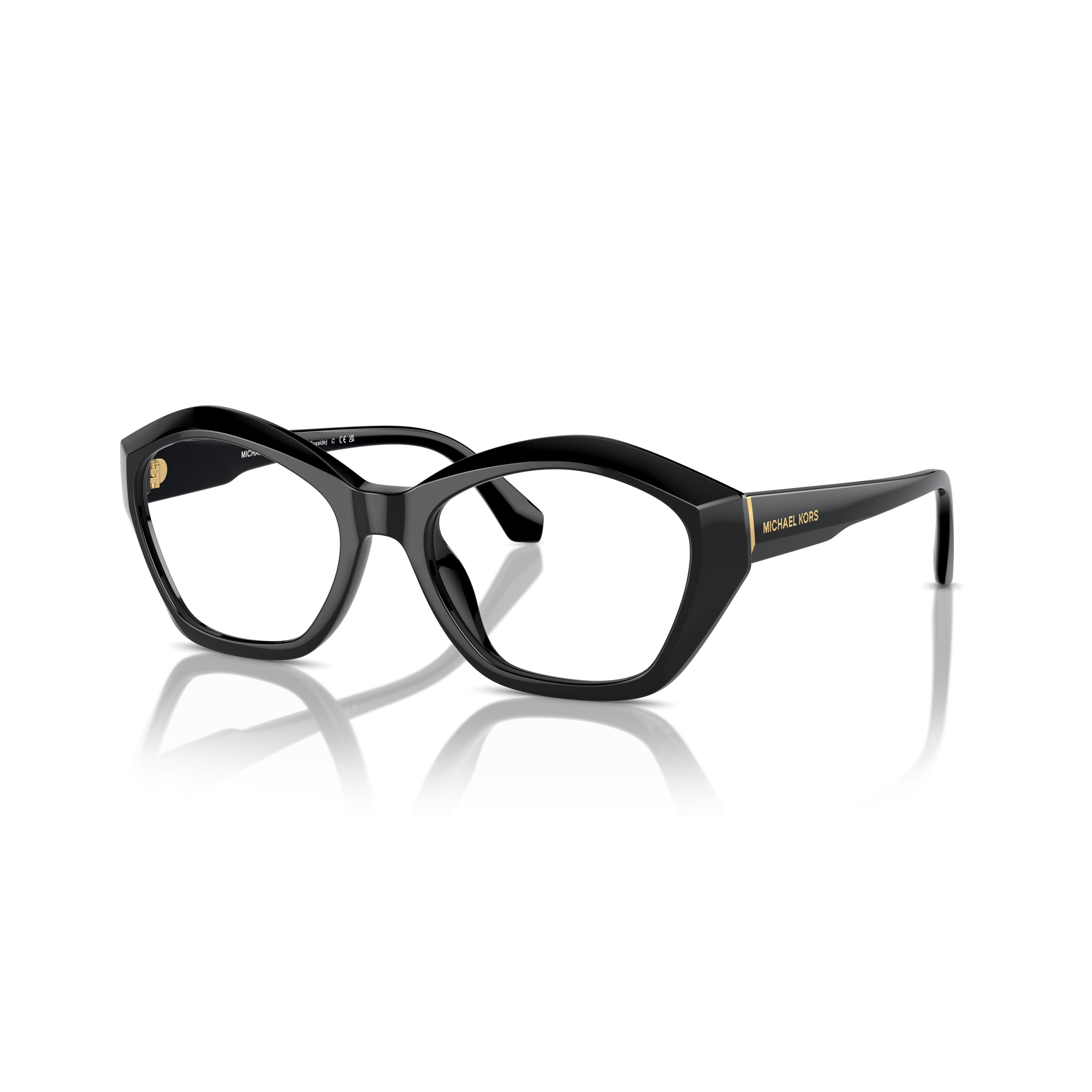 0mk4116u Geometric Black Eyeglasses with Gold Accents