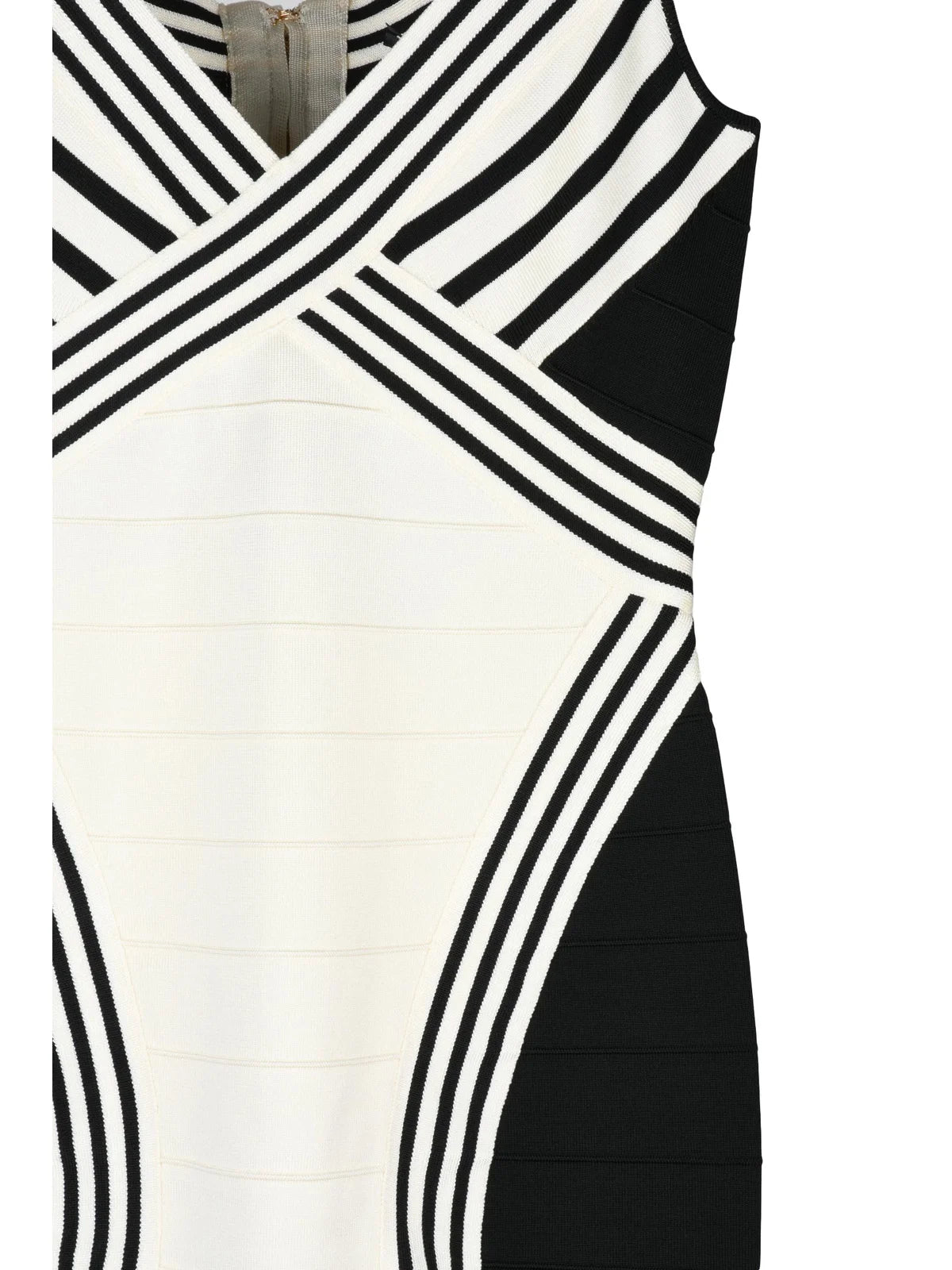 White/Black Viscose Polyamide Women Knit Midi Dress