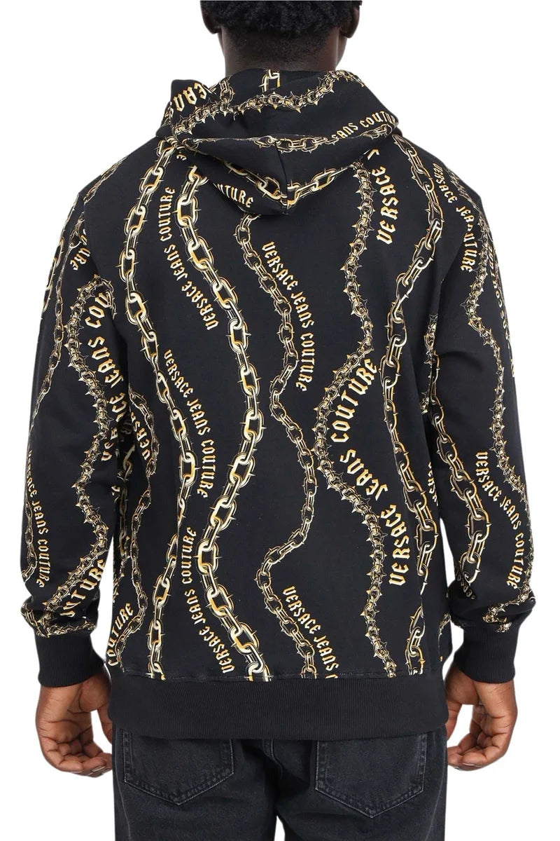 Two-Tone Cotton Hoodie with Chain Pattern