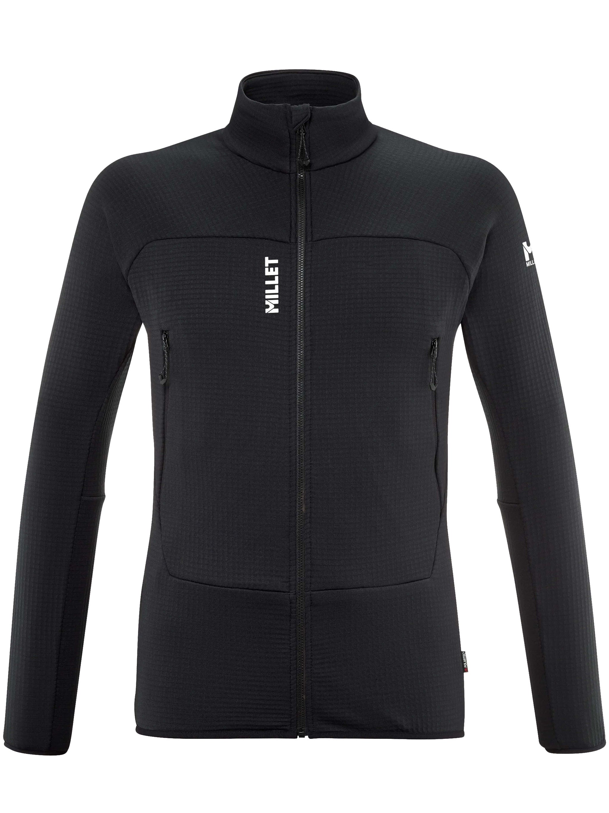 Black Fusion Grid Fitted Zippered Jacket