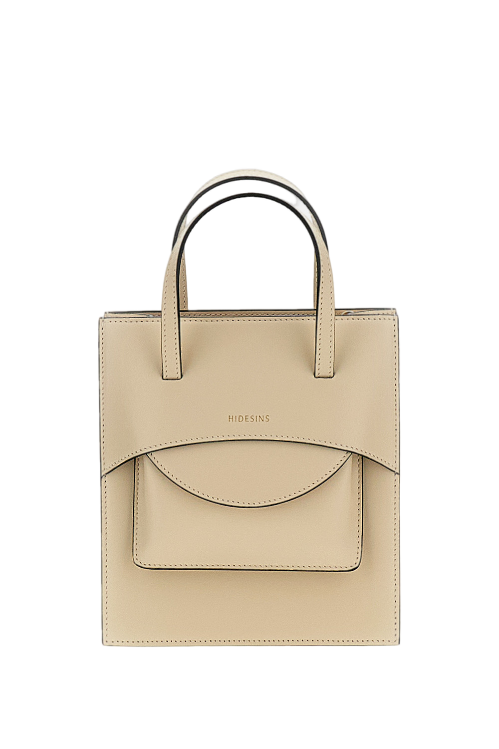 White Pocket M Leather Top Handle Bag