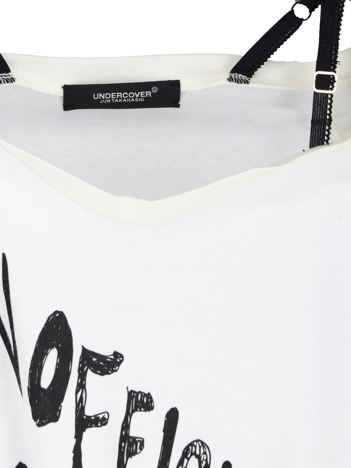 White Loose-Fitting Layered Detail Graphic Top