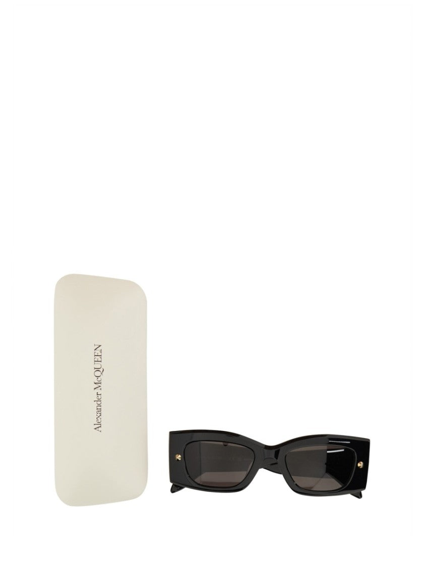 Bold Angular Frame Sunglasses With Gold Accents