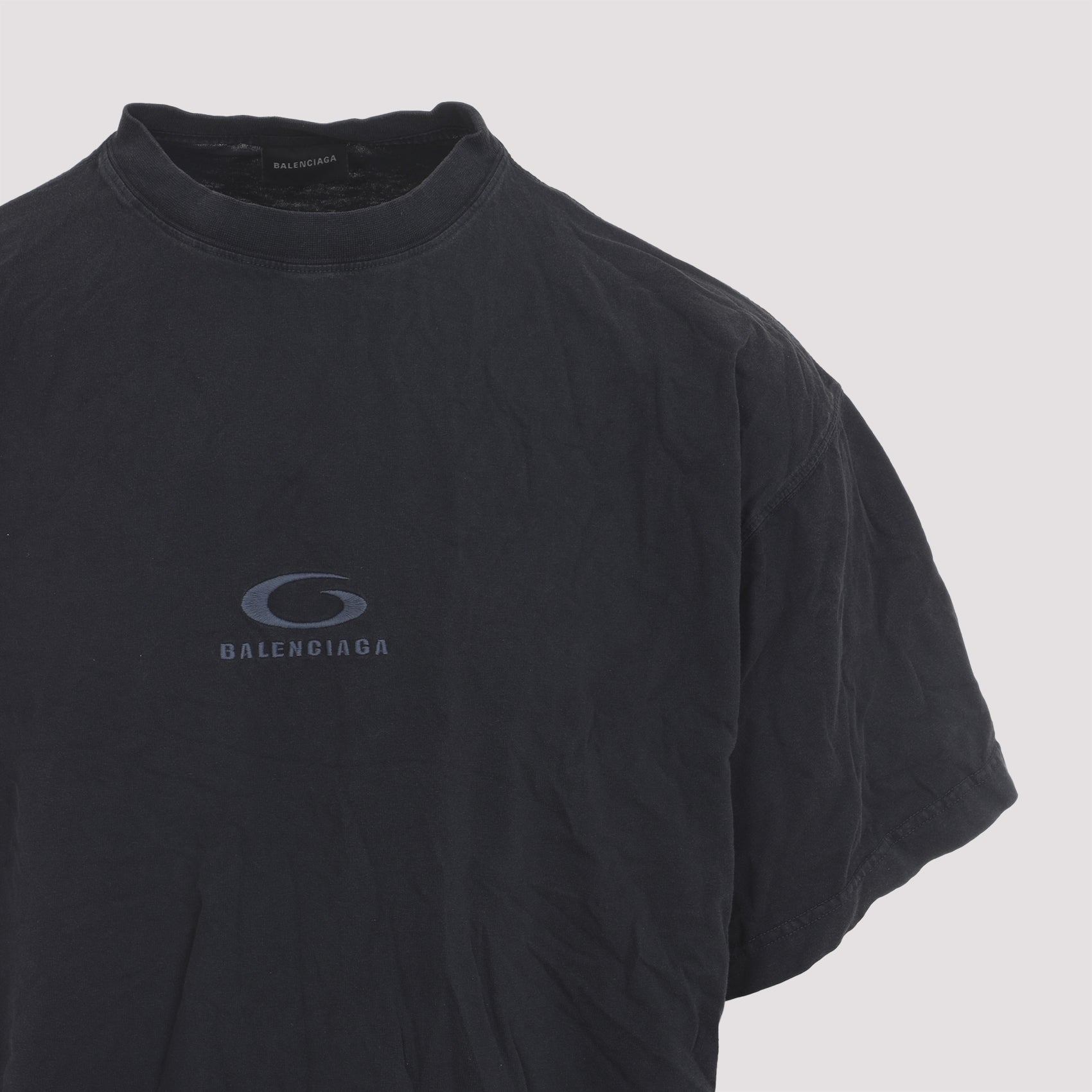 Black Cotton T-Shirt With Classic Crew Neckline