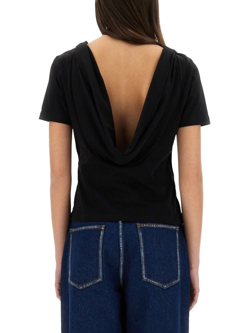 Slim-Fit T-Shirt With Draped Open Back