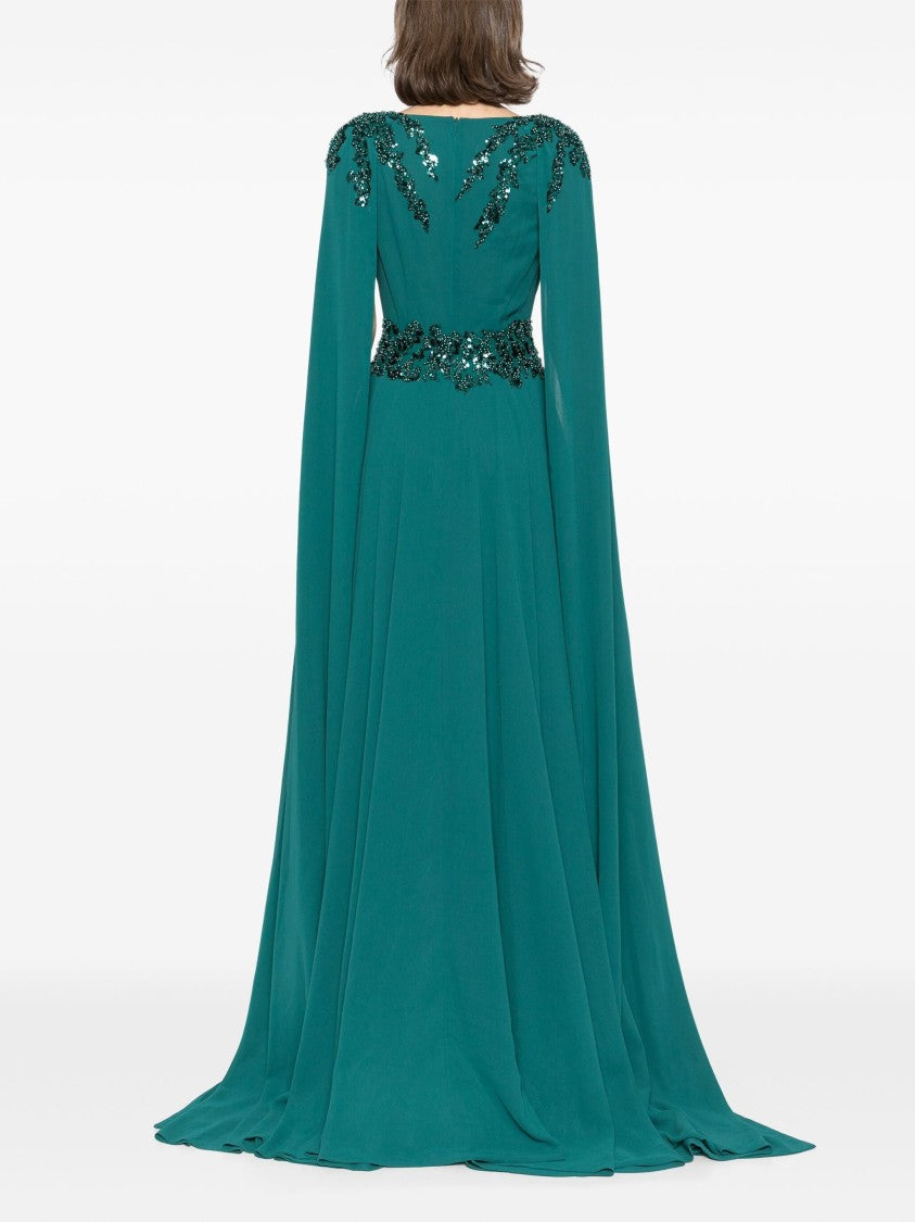 Crepe Dress With Cape