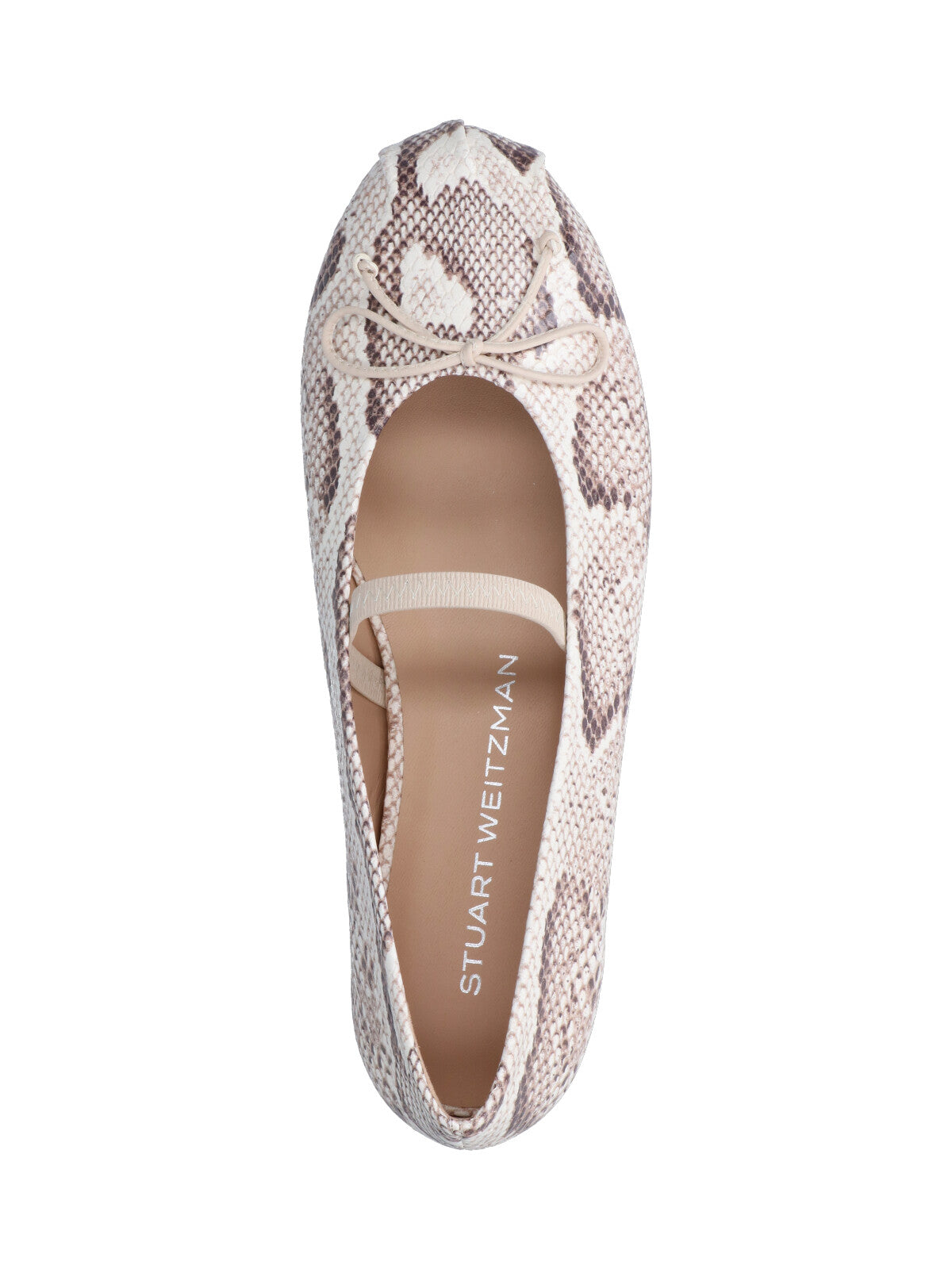 Cream Prima Bow Snake Print Ballerinas