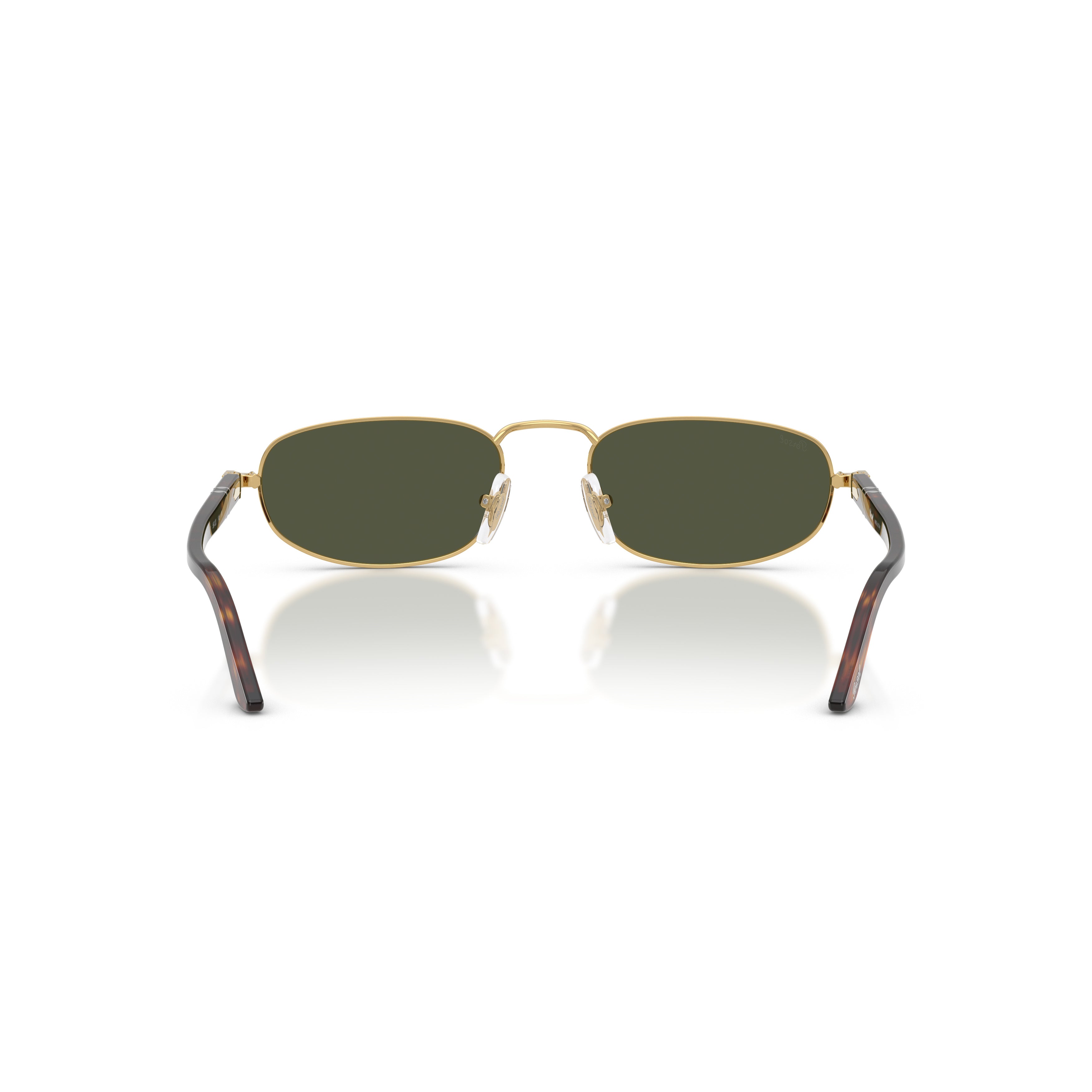 0po1028s Rectangular Gold Frame Sunglasses with Tortoiseshell Temples
