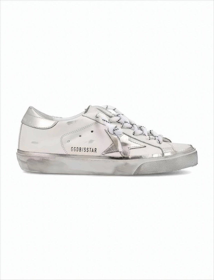 Distressed White Leather Sneakers