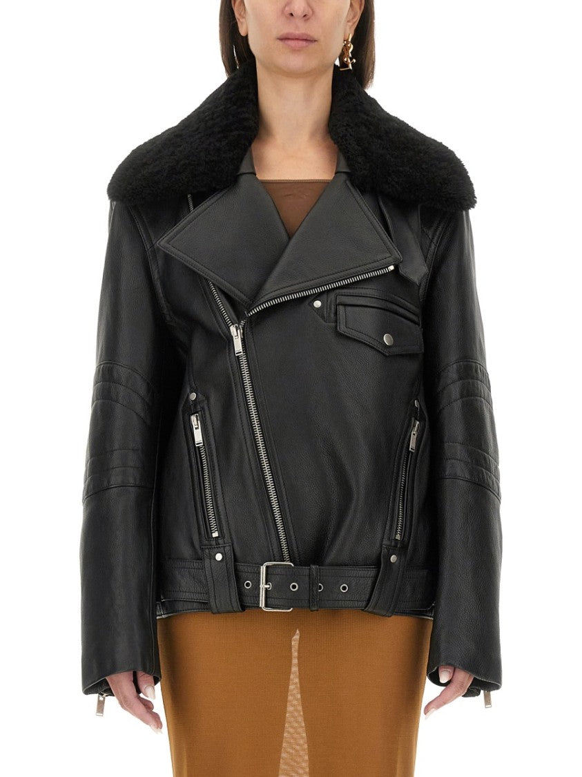 Asymmetrical Zip Leather Biker Jacket