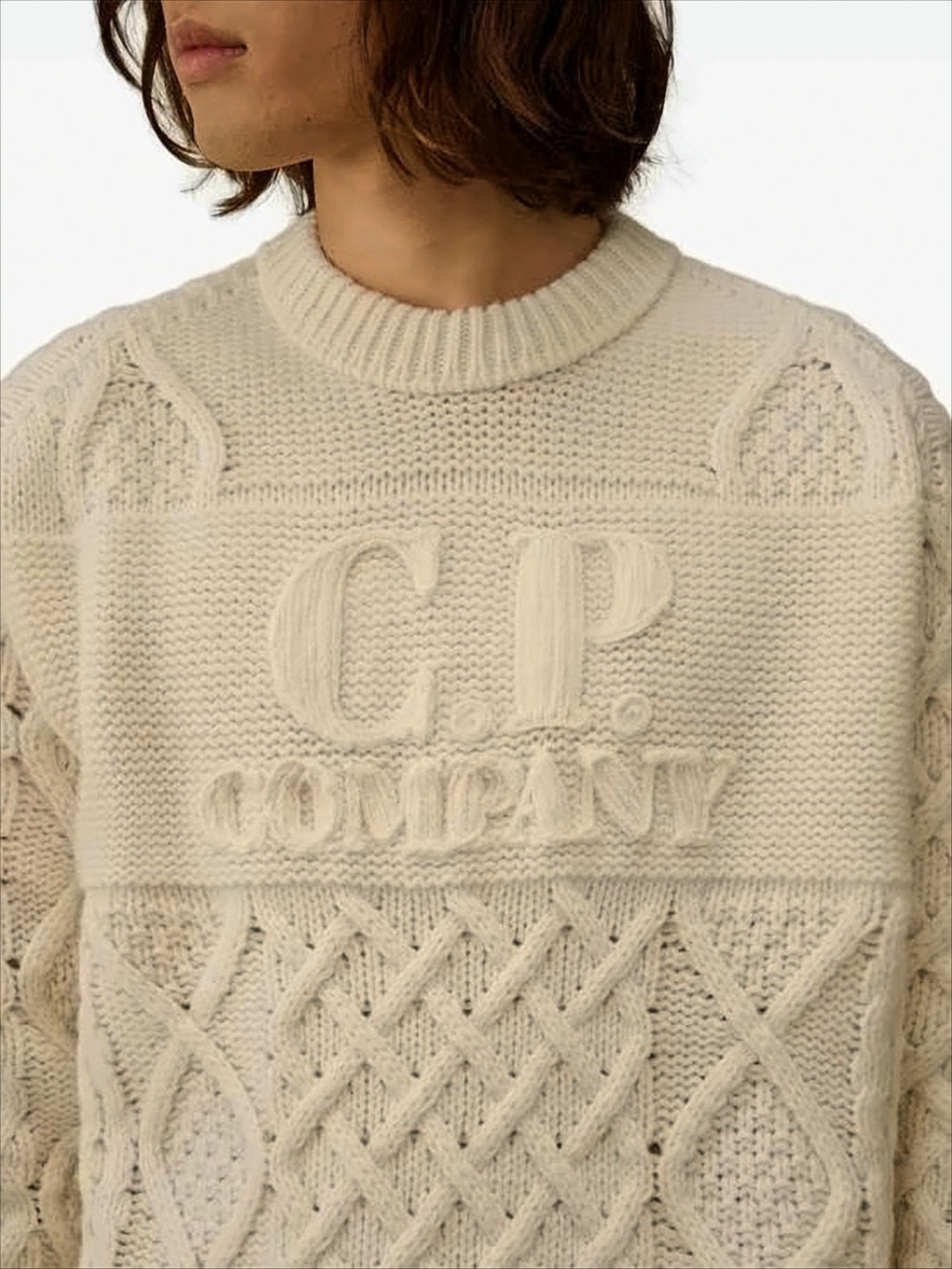 Textured Knit Sweater with Embroidered Logo Detail