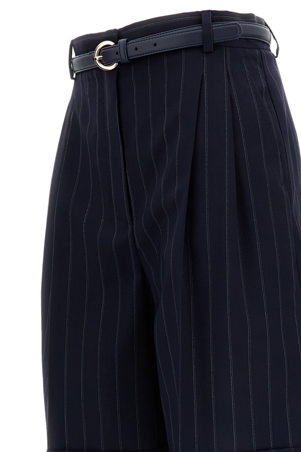 Blue Pinstriped Ere Wool Bermuda Shorts