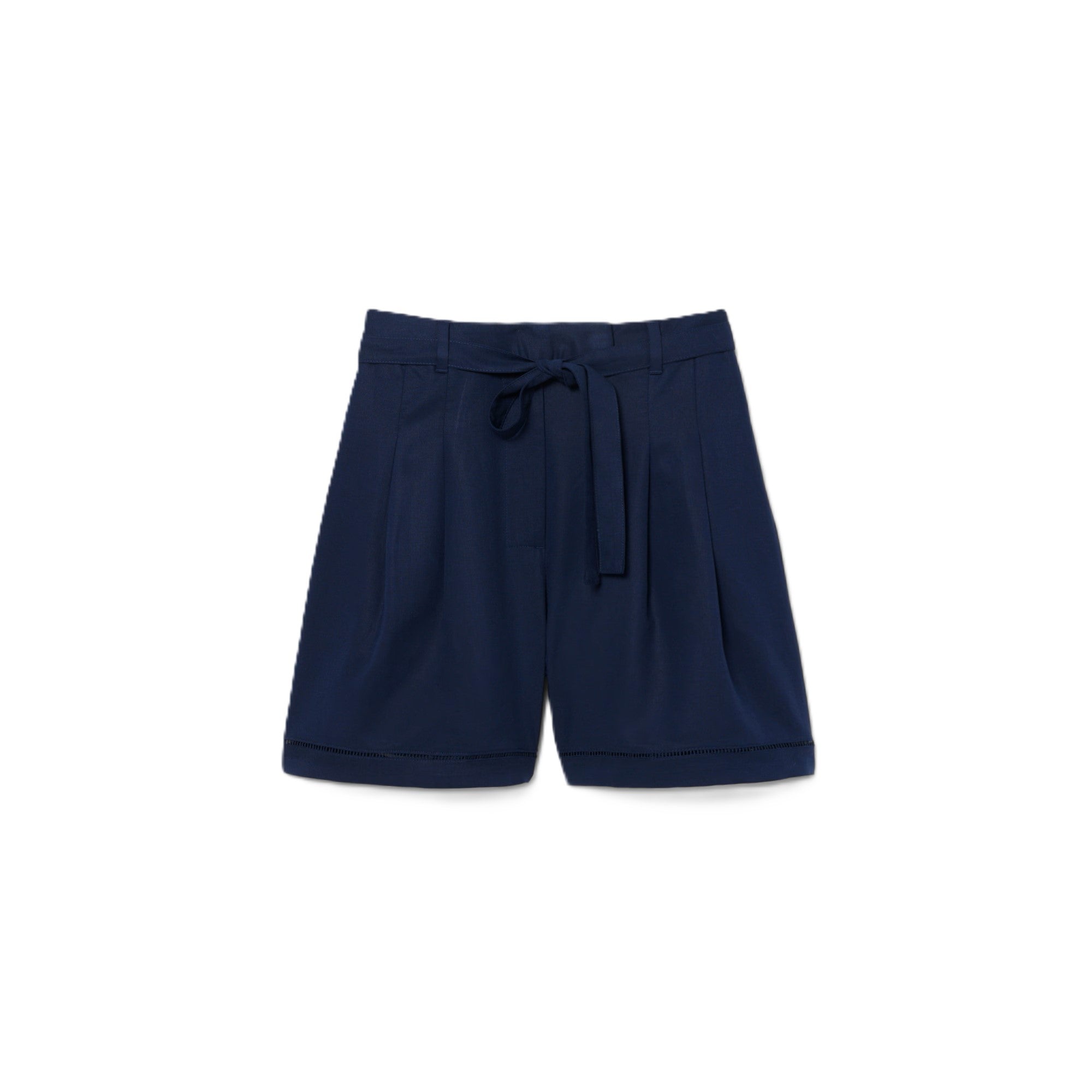 Tailored High-Waist Shorts with Self-Tie Belt
