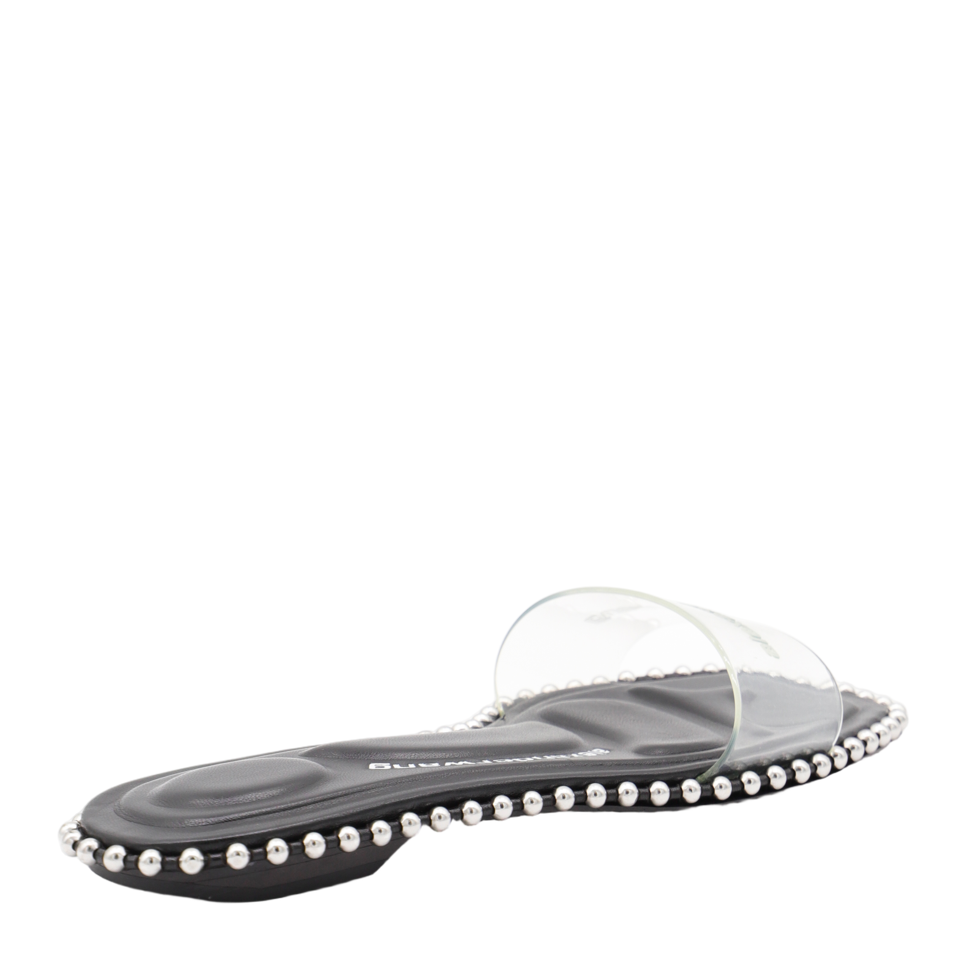 Contoured Black Flats with Transparent Strap