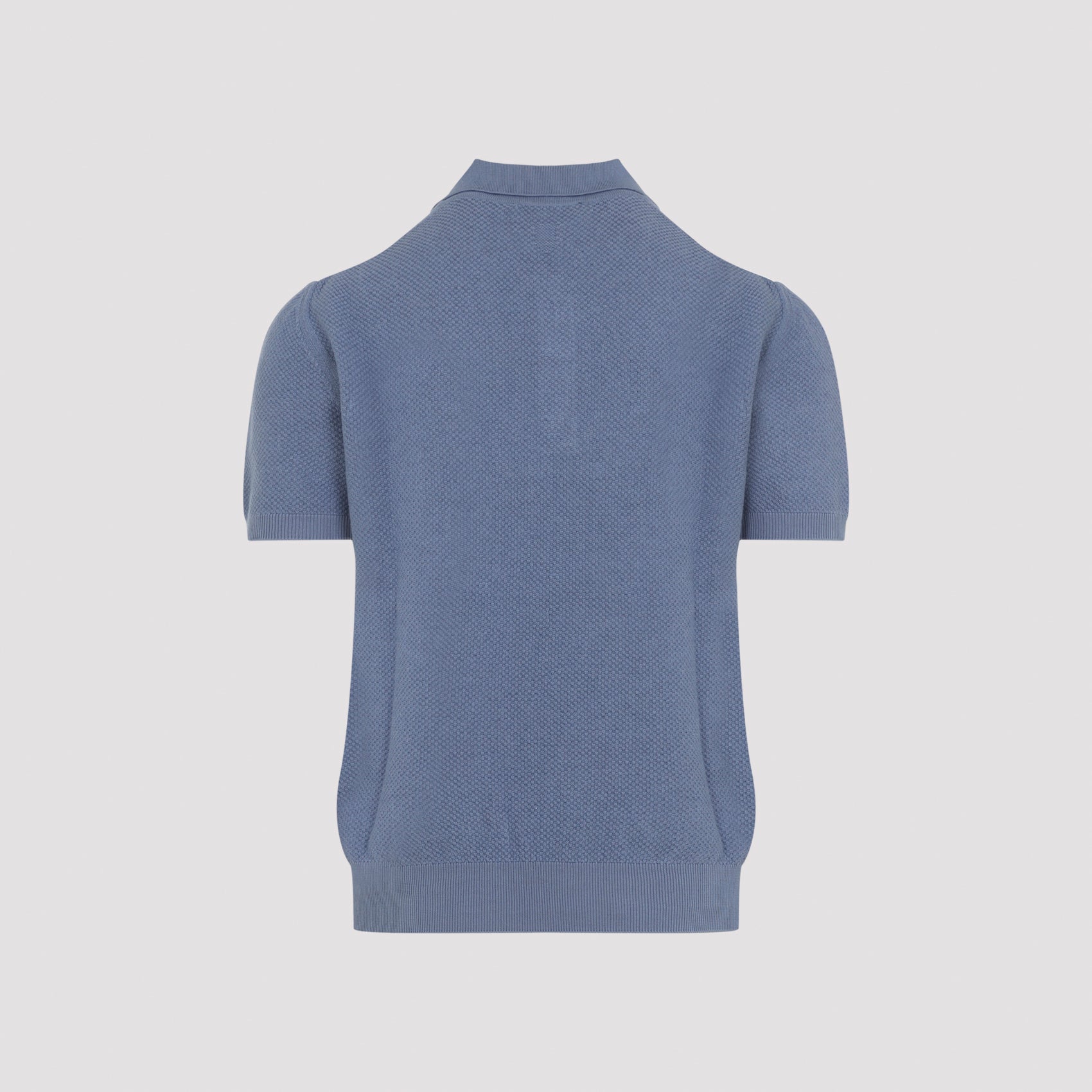 Textured Knit Polo Shirt with Classic Collar