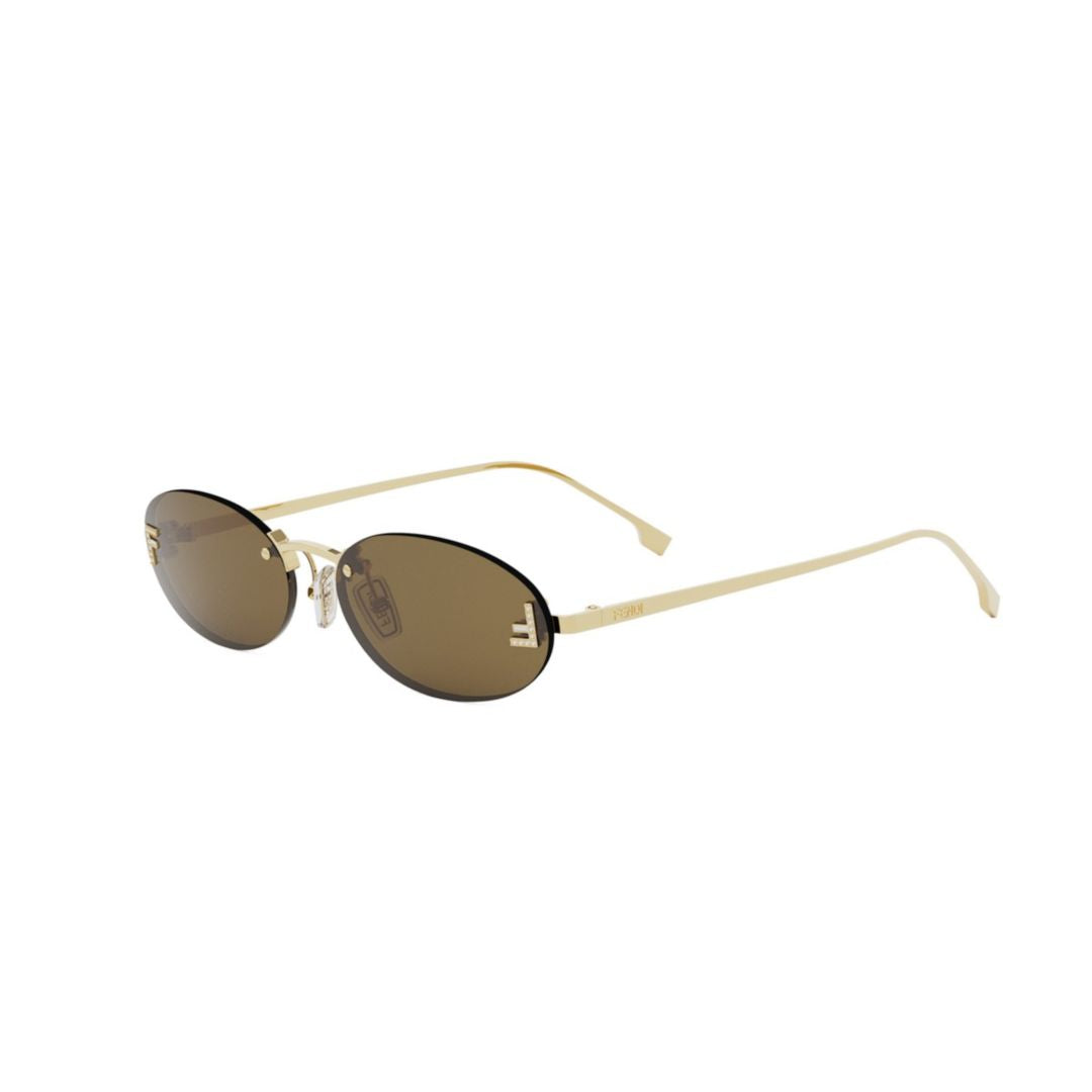 Oval-Shaped Gold-Finished Sunglasses With Decorative Logo Detail