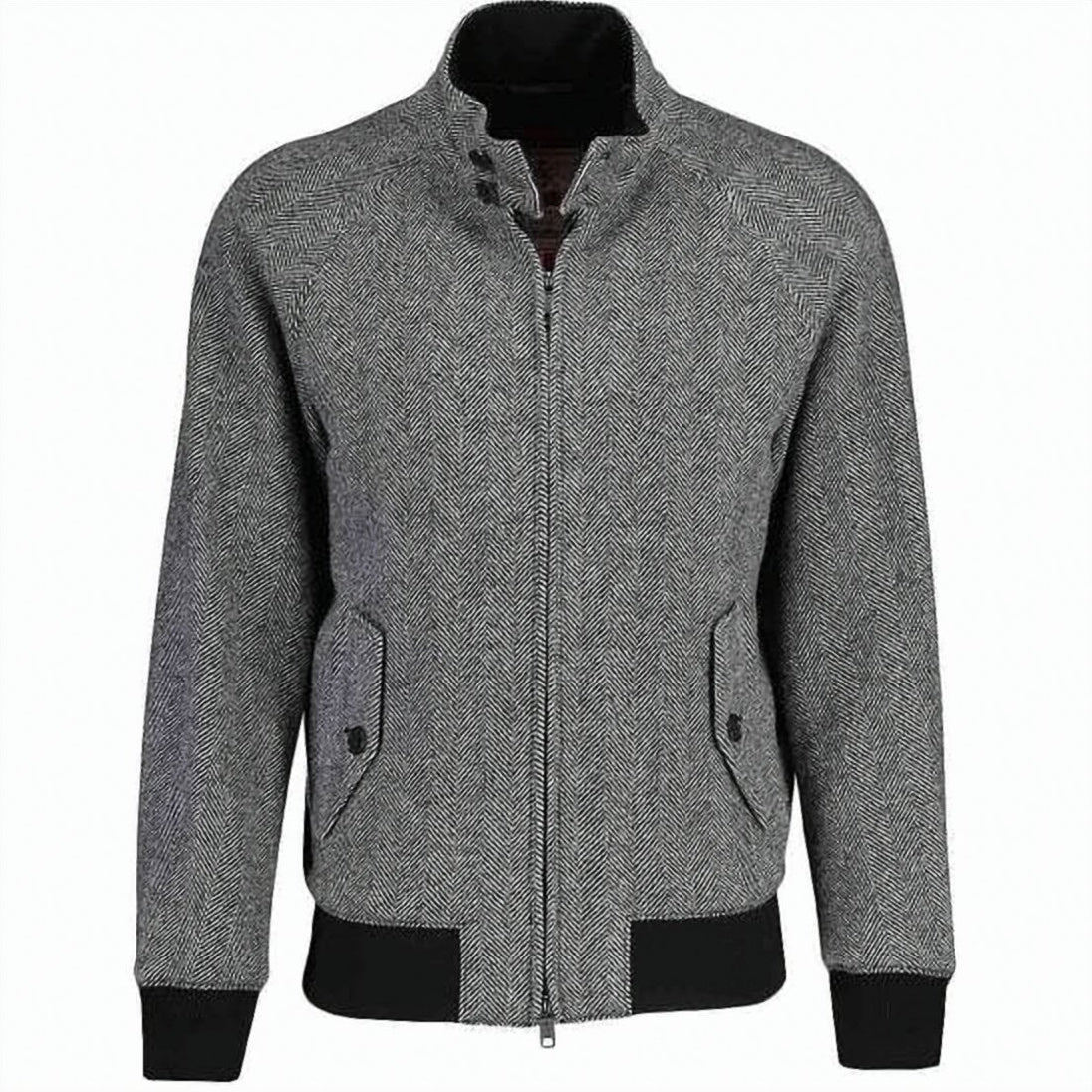 Textured Herringbone Wool Baracuta Jacket
