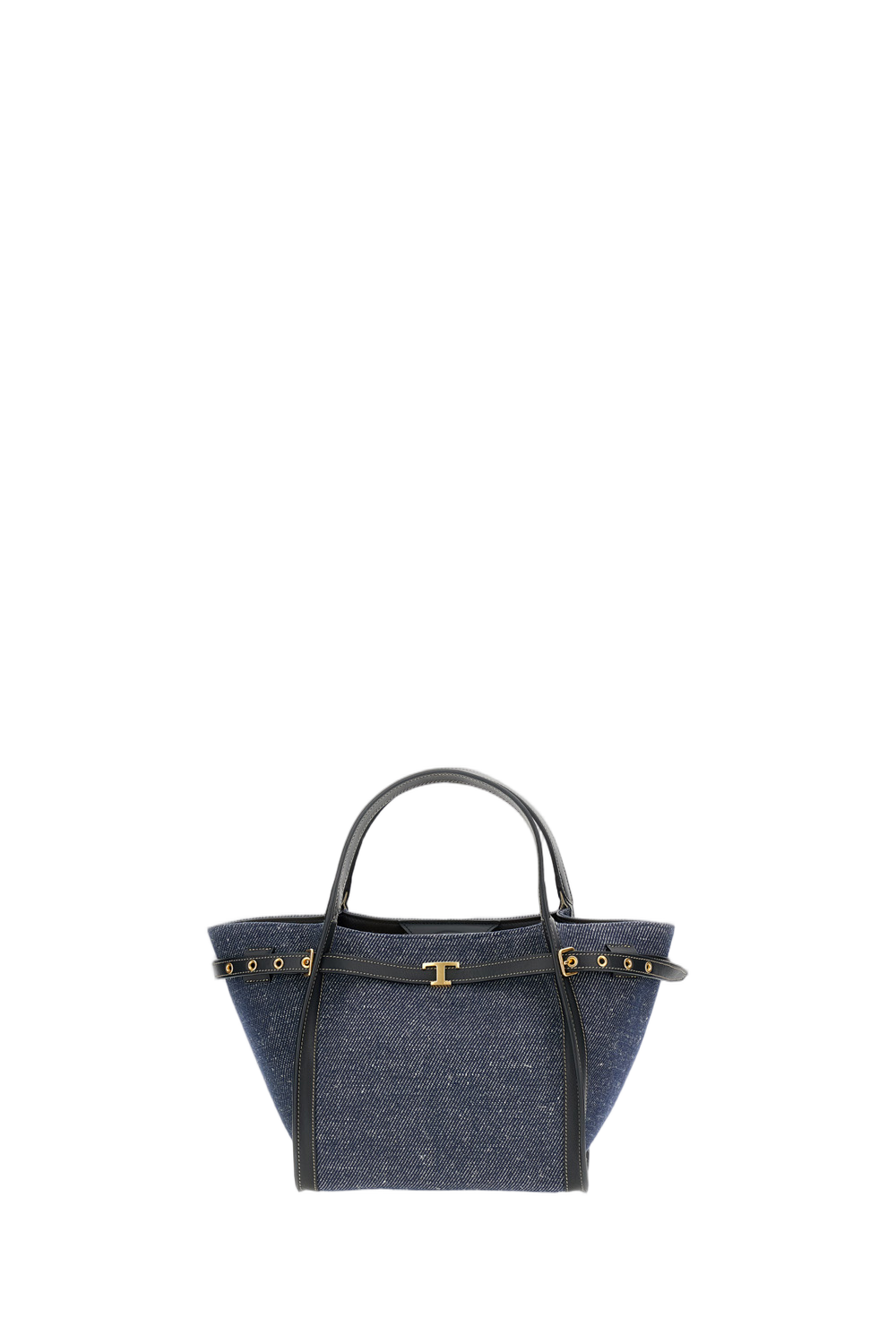 Structured Fabric Shopping Bag with Leather Accents