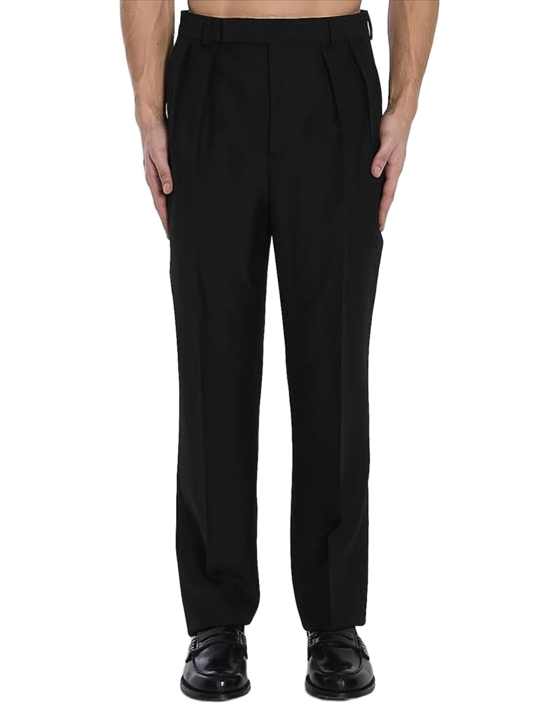 Tailored Black Suit Pants with Front Pleats