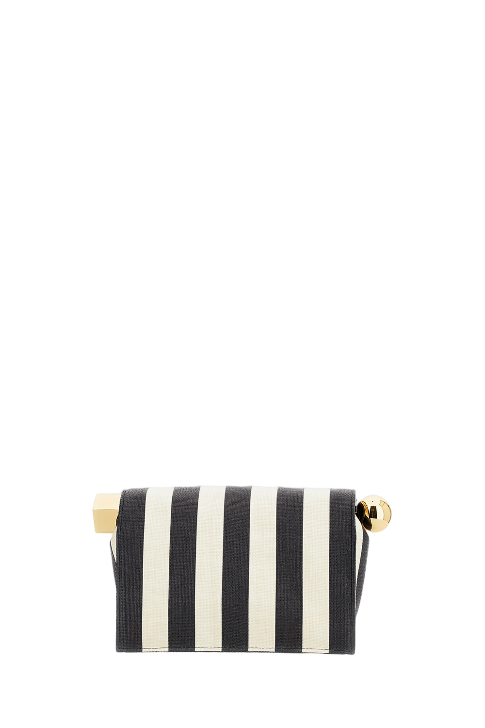 Striped Patchwork Raffia Fold-Over Clutch