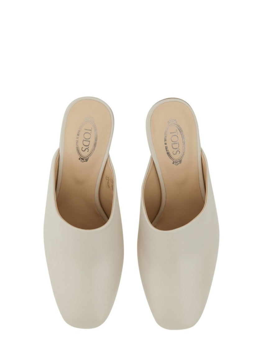 Backless Calfskin Sandals With Sophisticated Heel