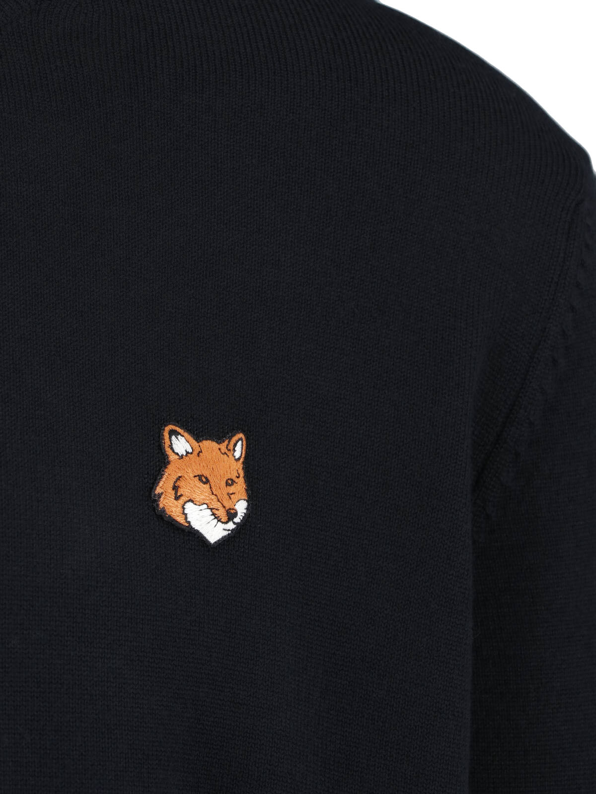 Black Fox Head Ribbed Cotton Sweatshirt