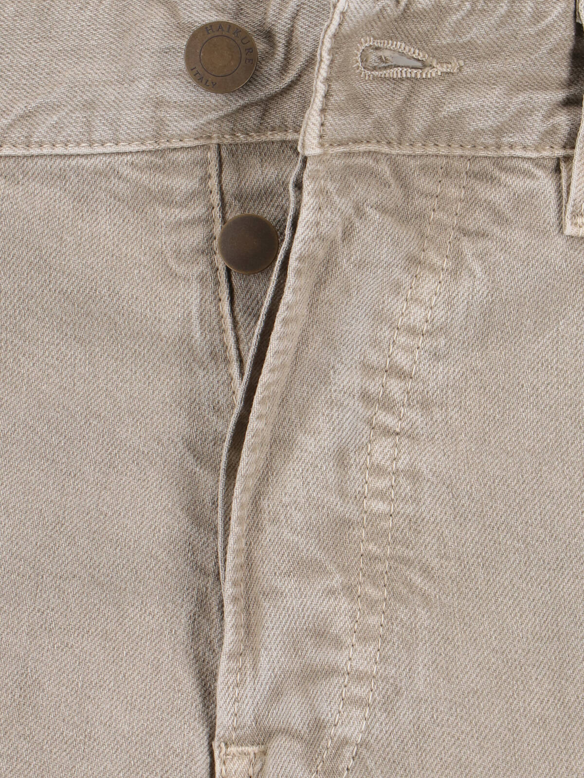 Wide-Leg Beige Denim And Linen Jeans With Five-Pocket Design