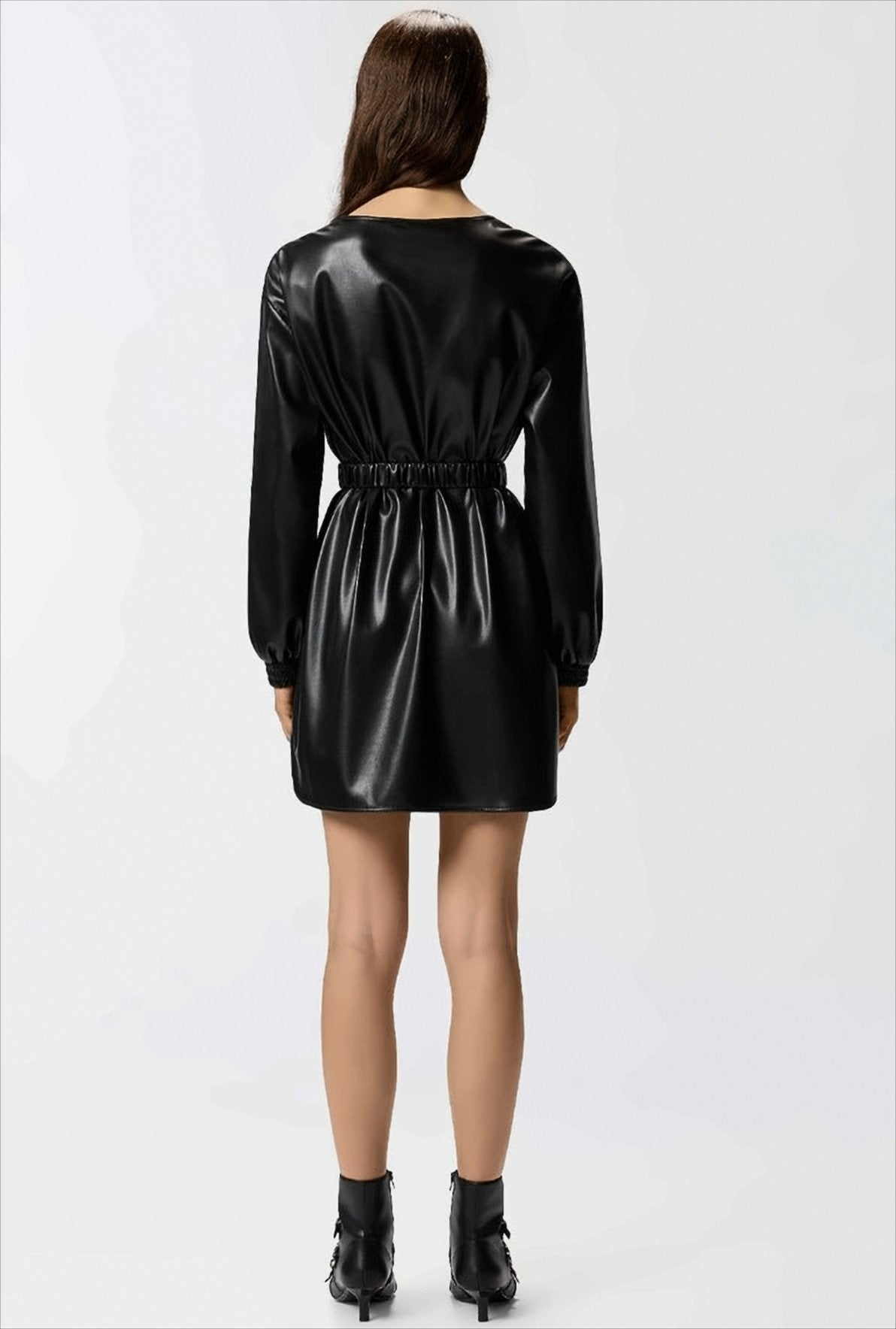 Short Dress With Leather Effect