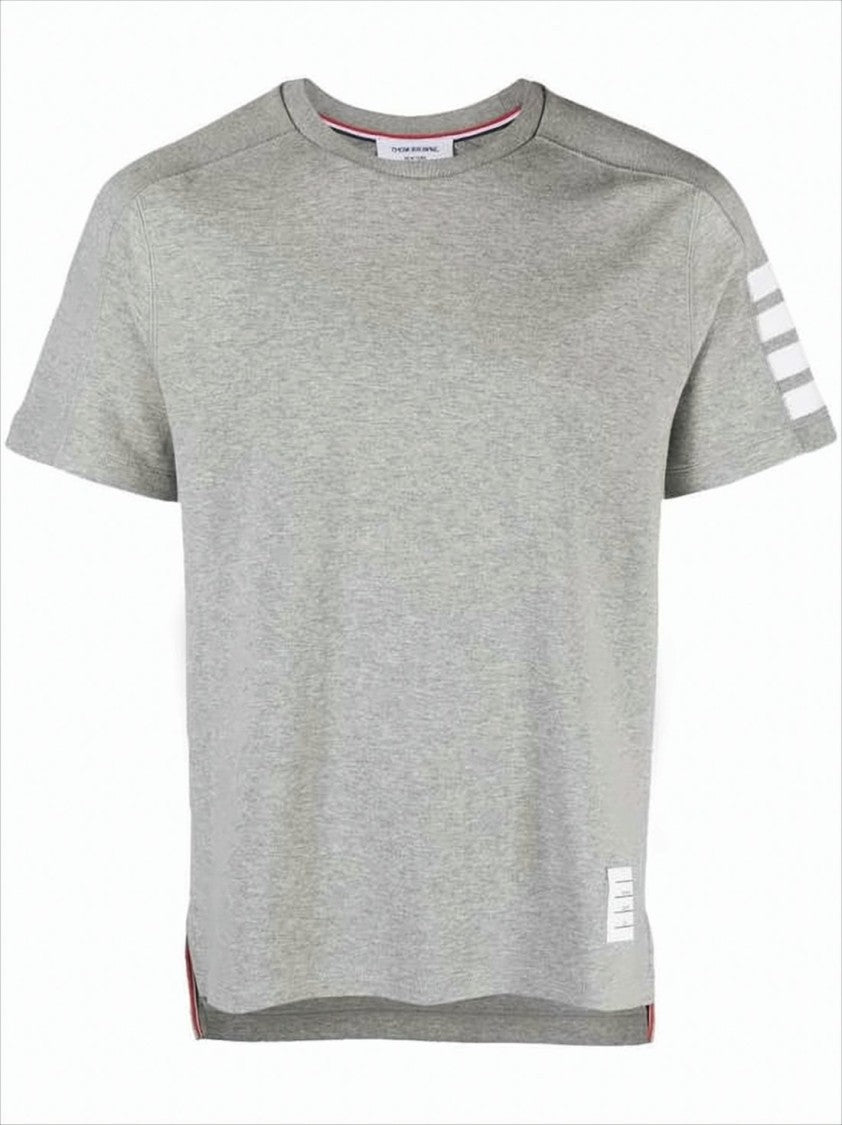 Heather Grey Short-Sleeve T-Shirt with Distinctive Stripe Detail
