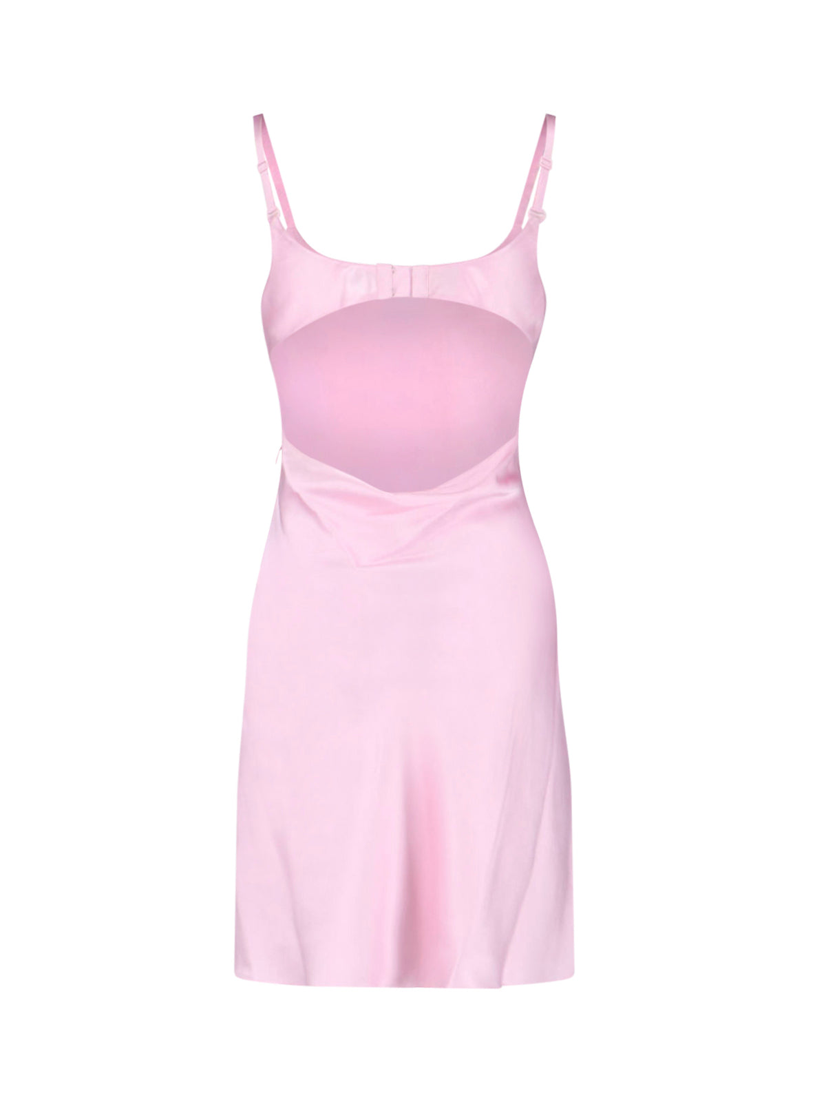 Pink Silk Embroidered Logo Mini Dress