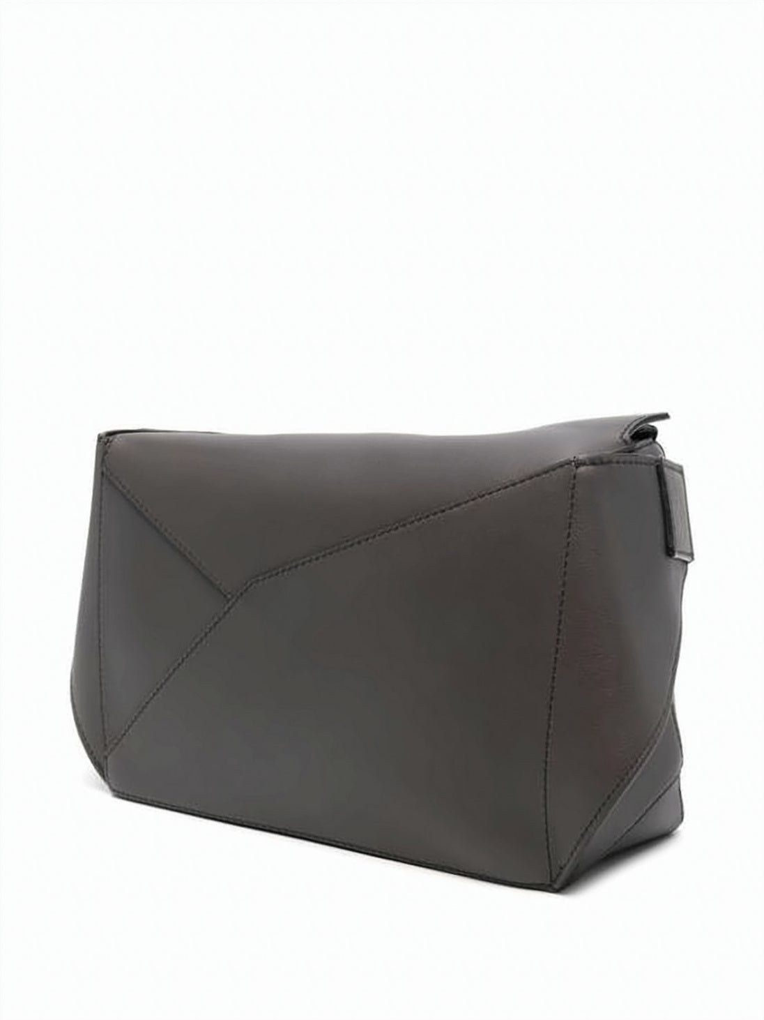 Black Smooth Calf Leather Geometric Shoulder Bag