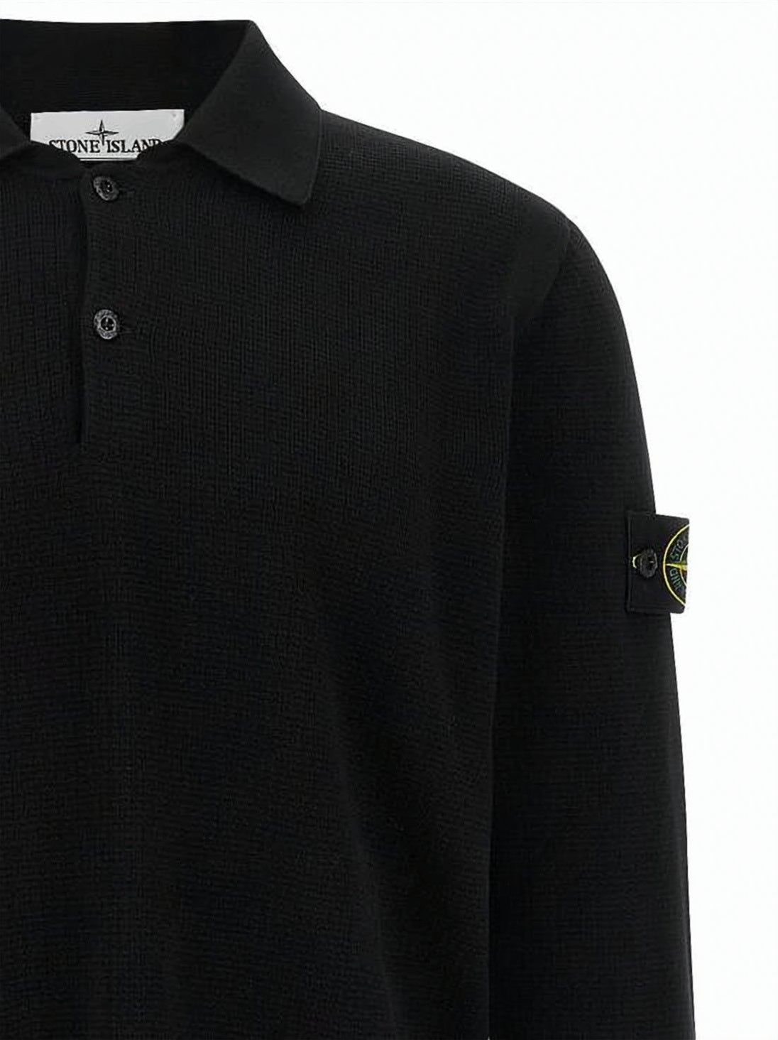 Textured Cotton Long-Sleeve Polo Shirt with Iconic Patch