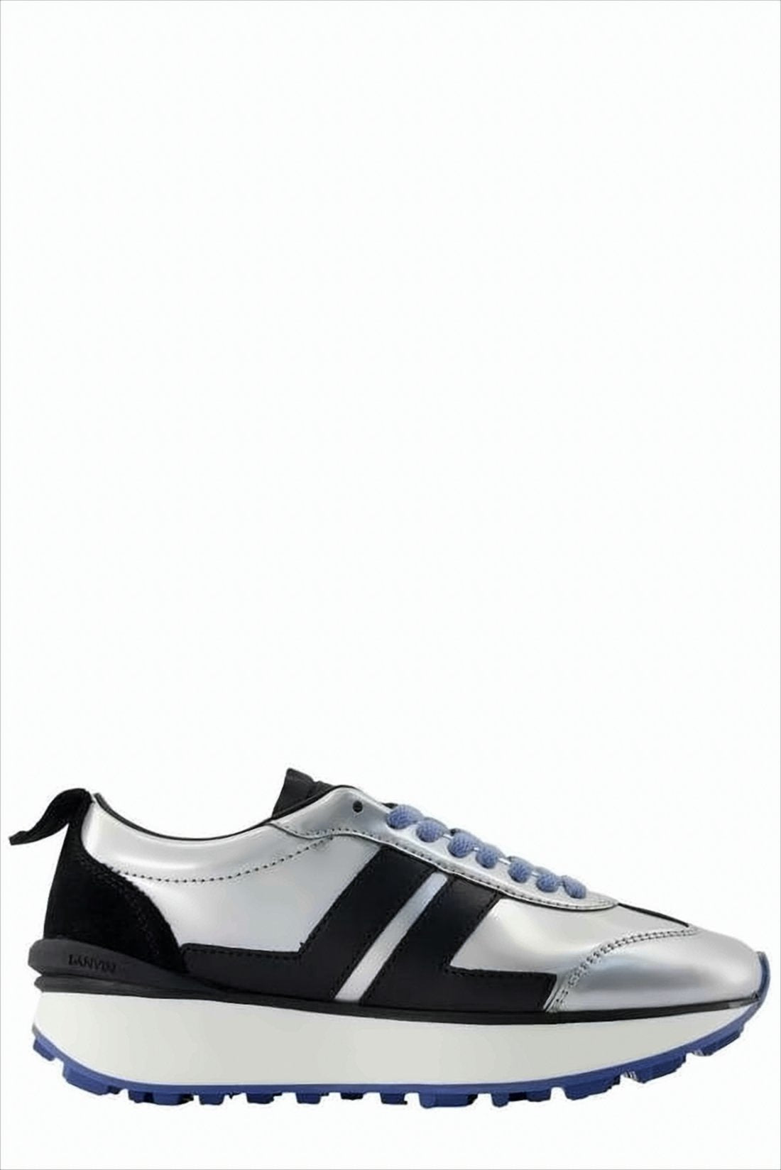 Metallic Silver Sneakers with Black Accents