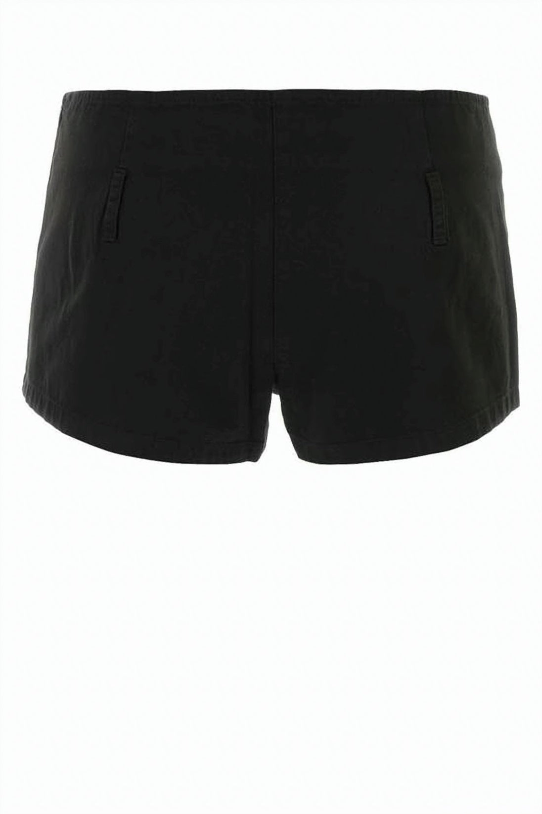 Low-Rise Minimalist Black Shorts With Curved Hem