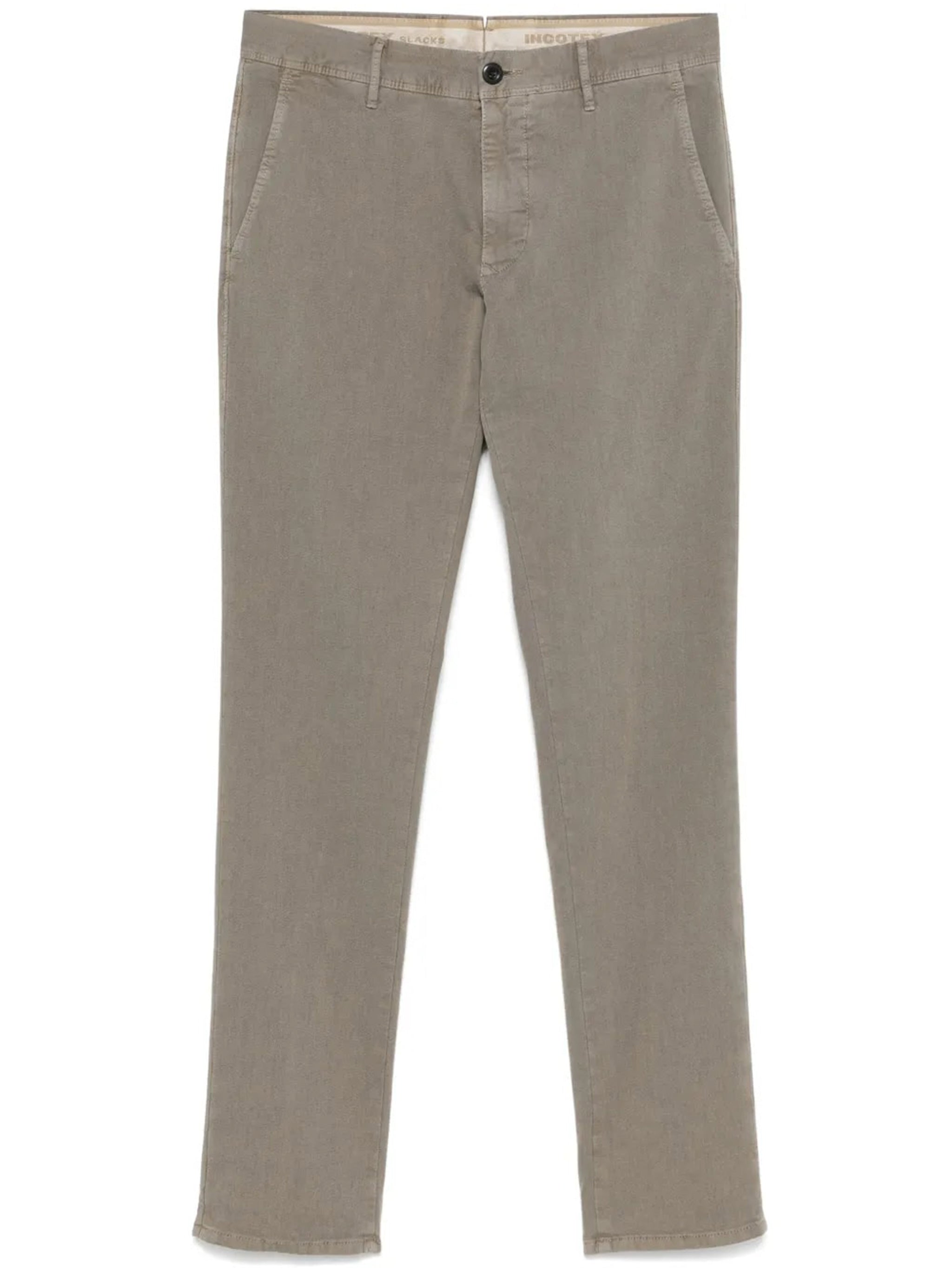 Taupe-Grey Slim Fit Straight Trousers
