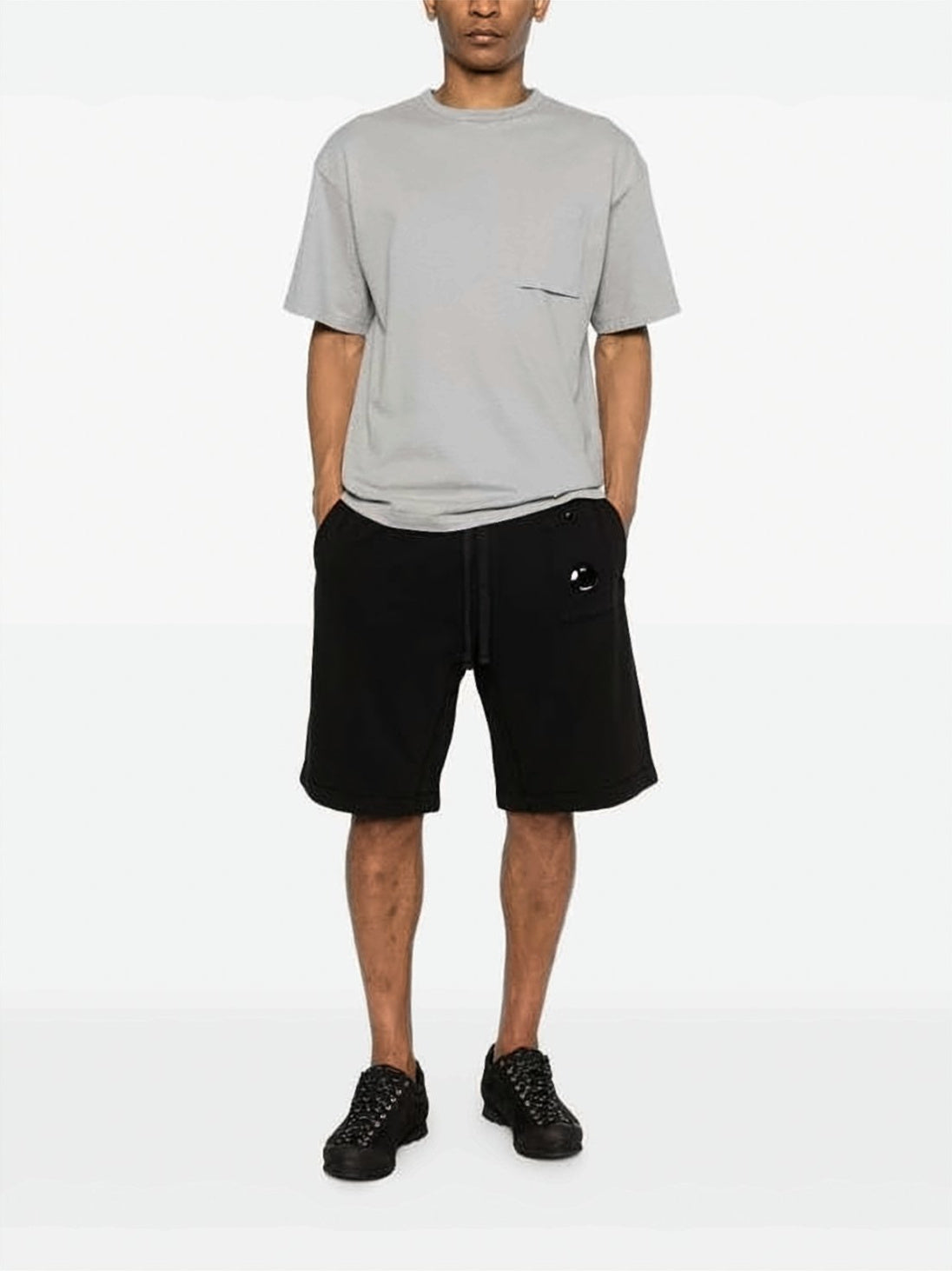 Relaxed Fit Olive Shorts With Button Closure And Flap Pocket